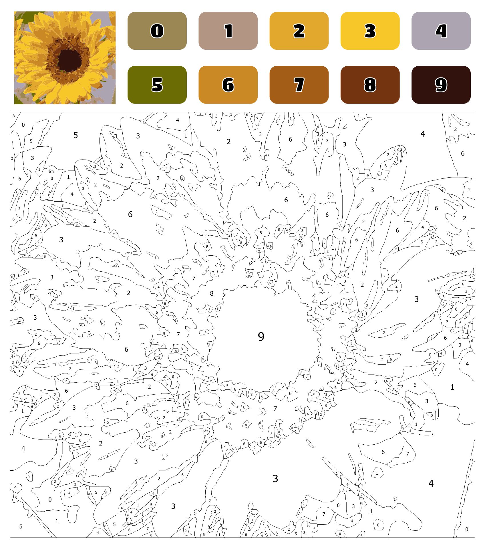Printable Sunflower Paint By Number