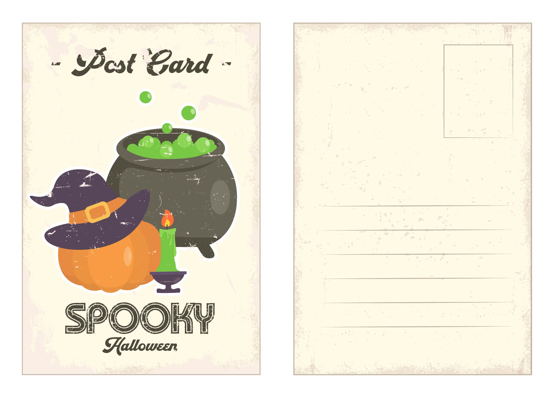 Printable Vintage Halloween Witches Cards