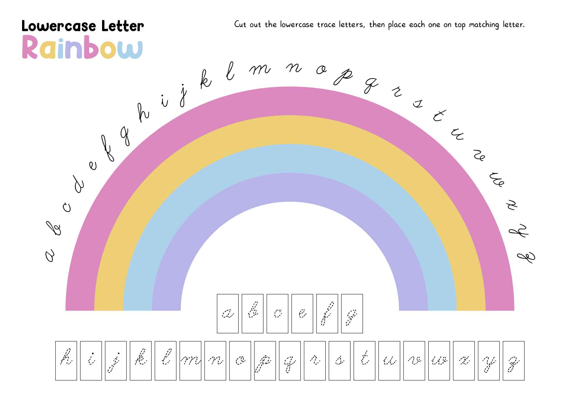 Printable Cursive Lowercase Rainbow Letter Template