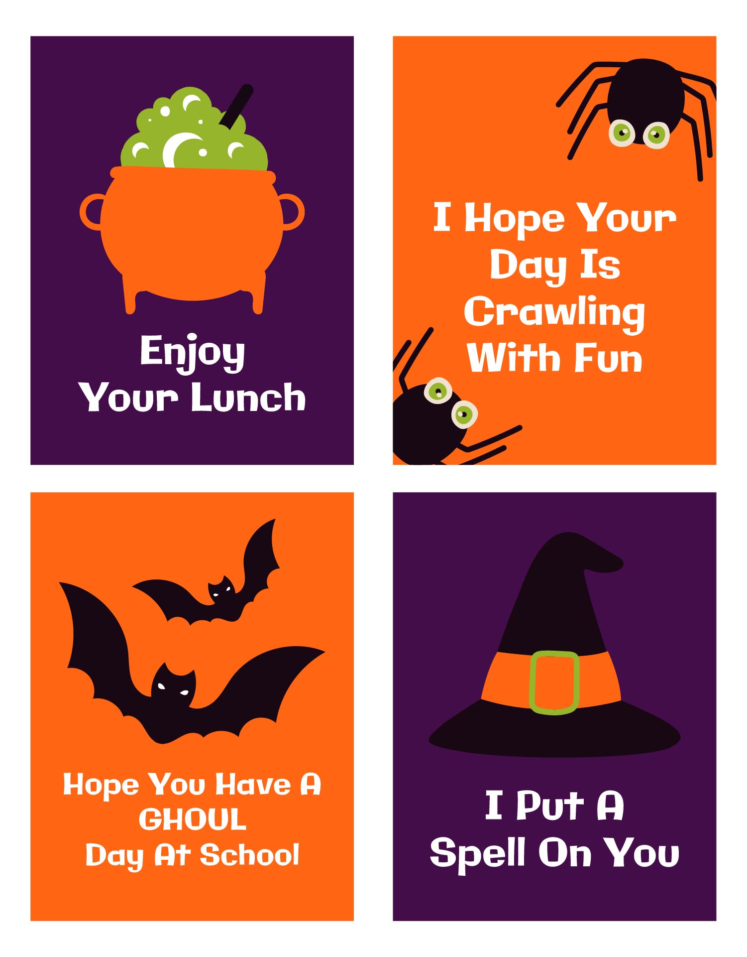 Printable Halloween Compliment Lunch Notes For Kids