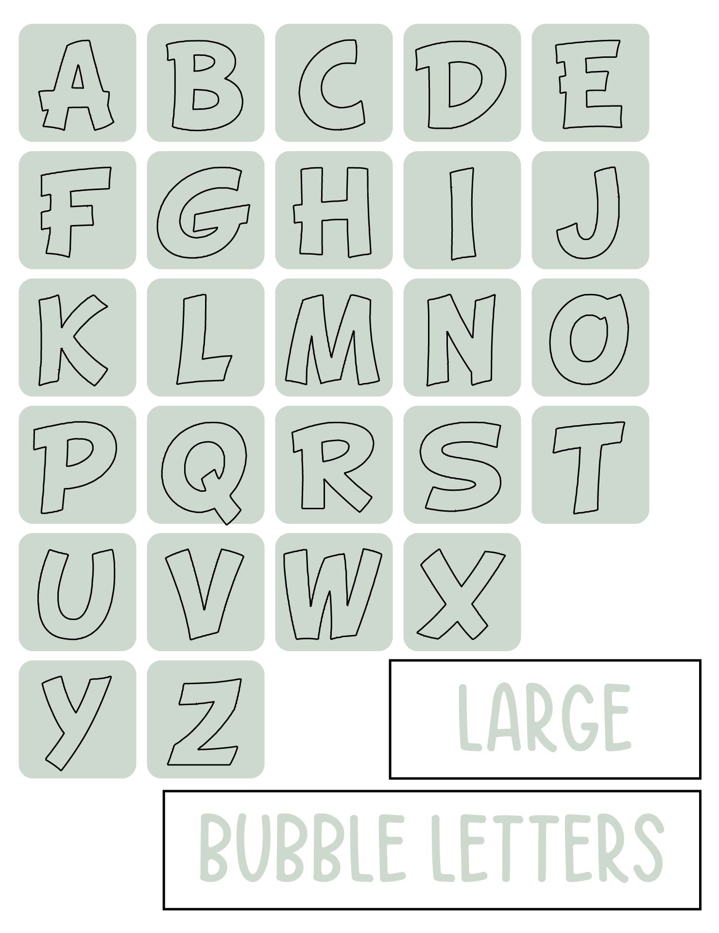 Large Printable Bubble Letters A-Z