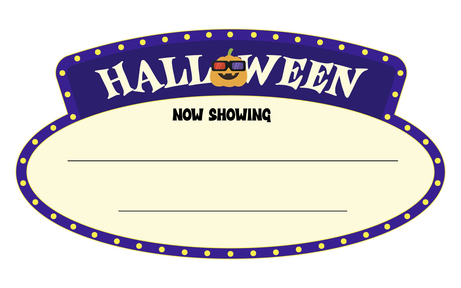 Printable Template Halloween Movie Theater Sign