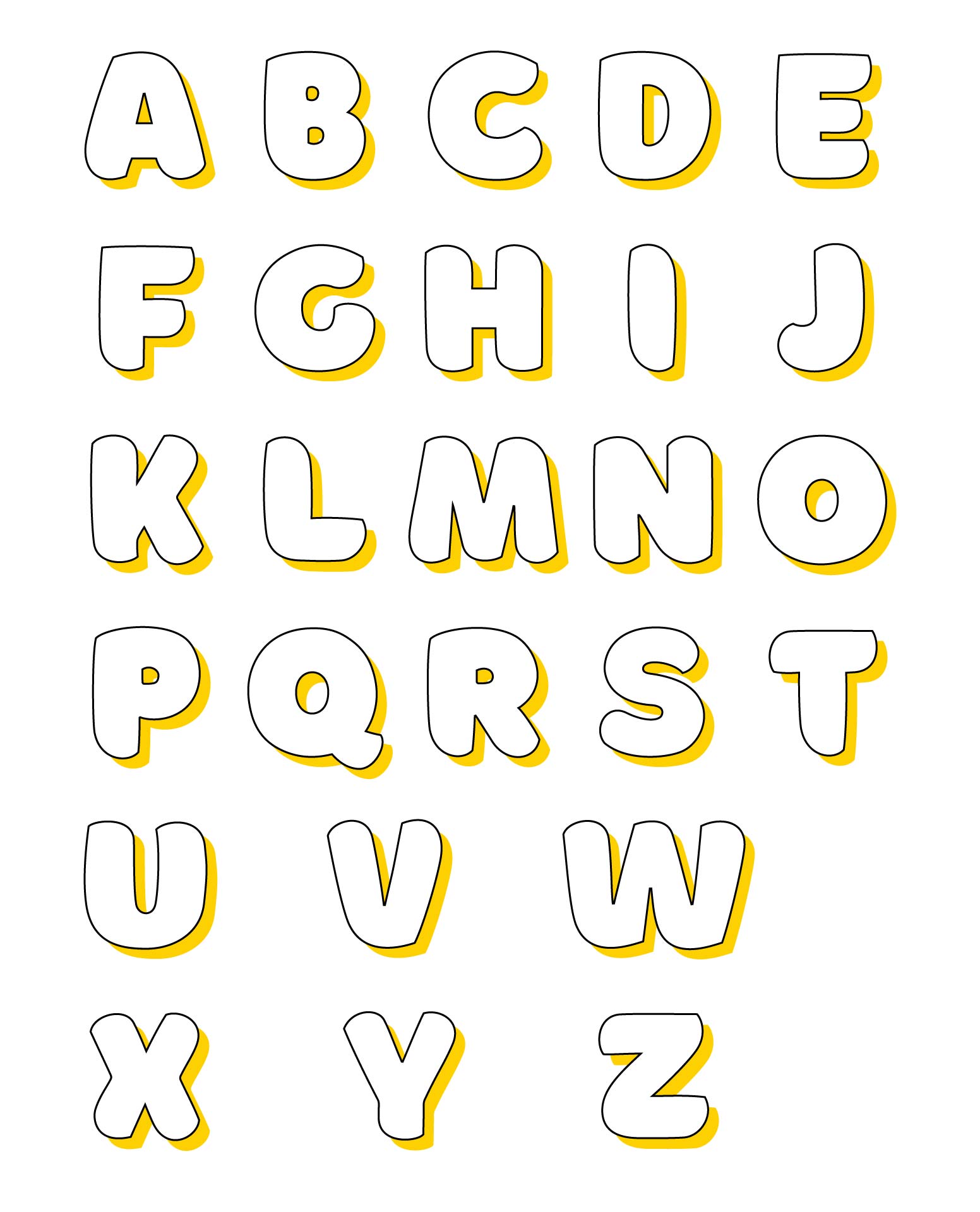 Printable Uppercase Bubble Letters A-Z