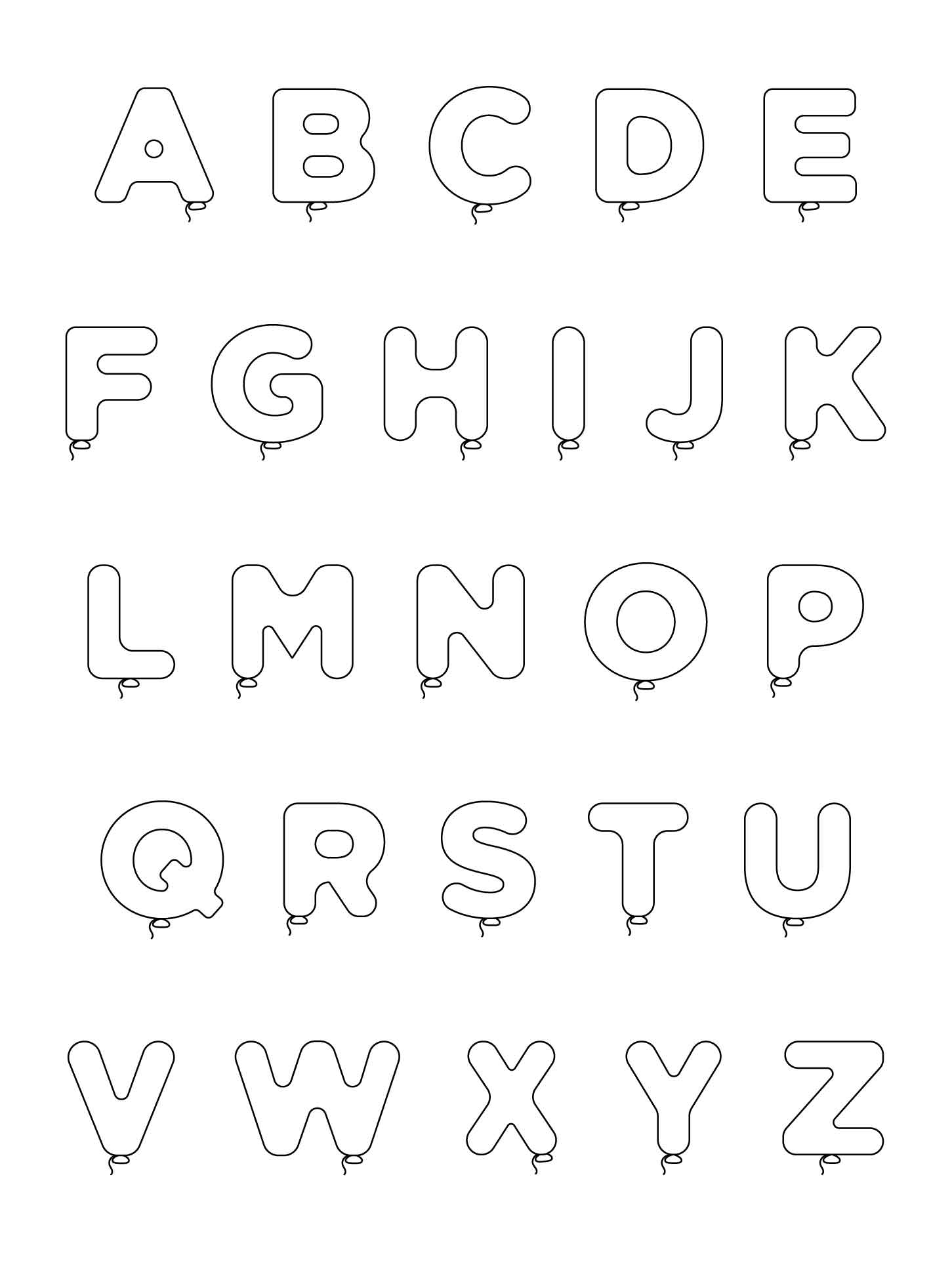 6 Inch Balloon Alphabet Outline Patterns Printable