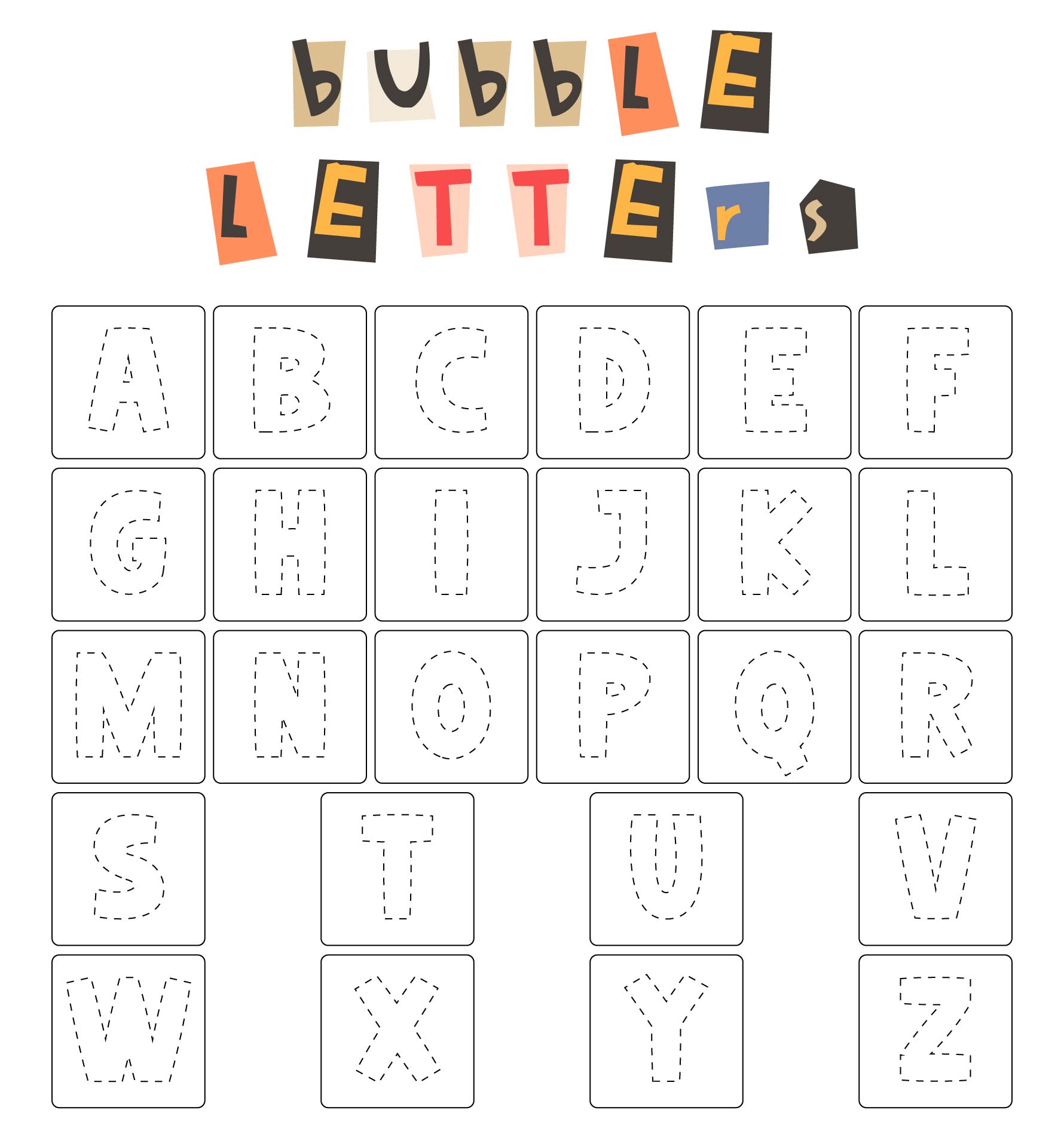 Printable Uppercase Bubble Letters Alphabet
