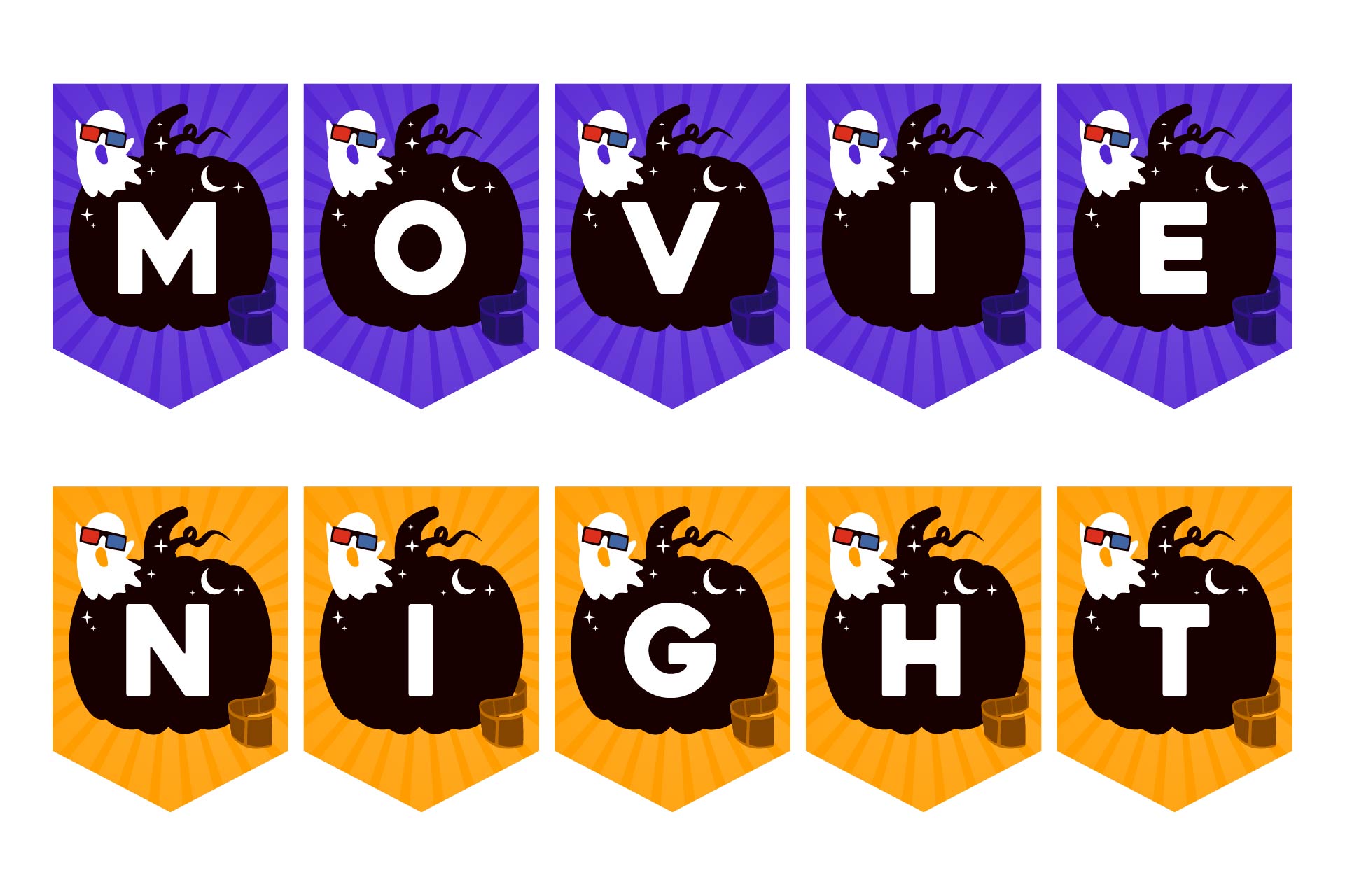 Halloween Movie Night Mini Party Printable Party Banner