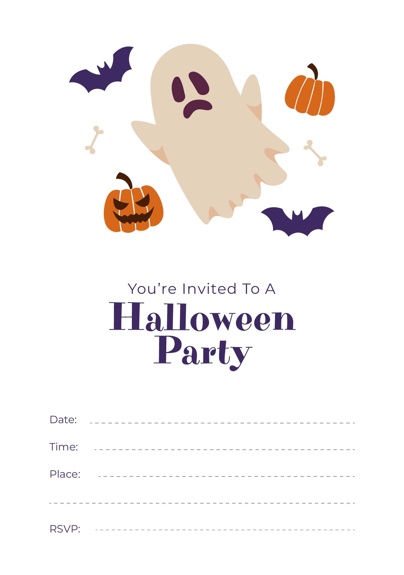 Minimalist Halloween Party Invitation Template Printable