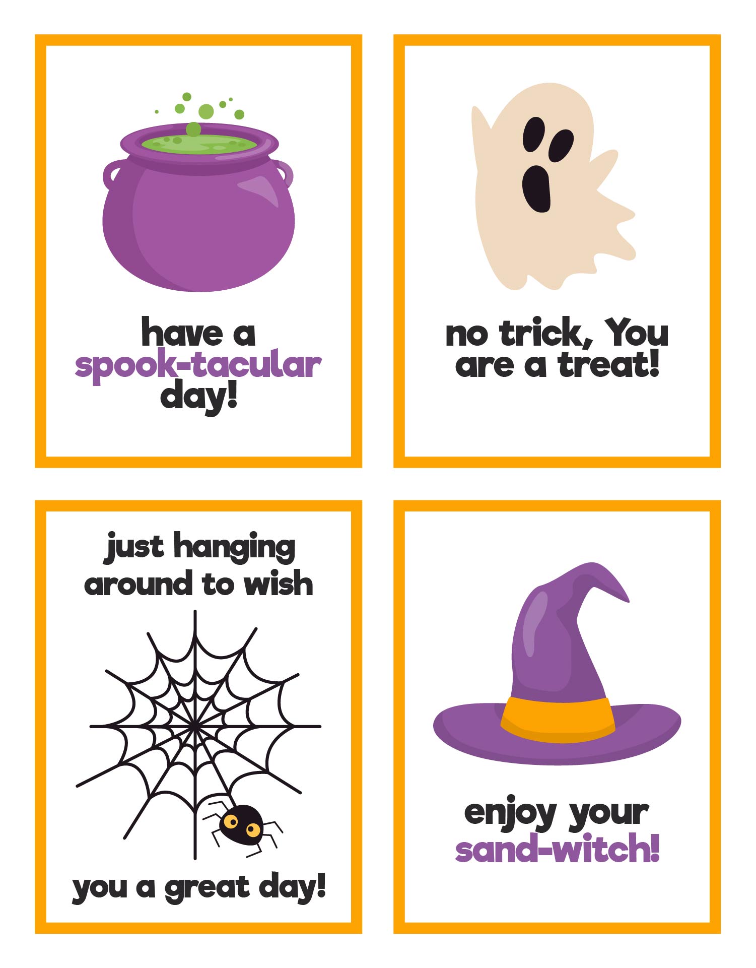Printable Fun Halloween Themed Lunchbox Notes For Kids