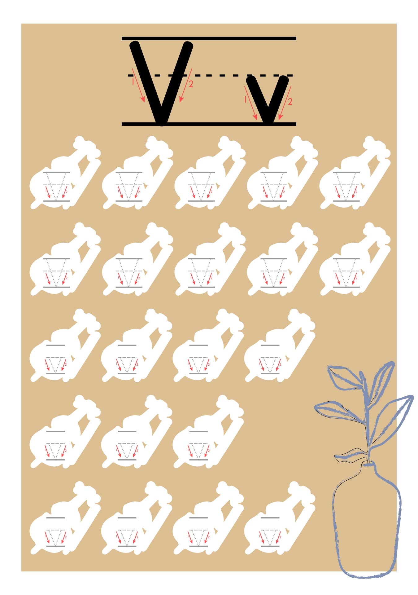 Printable Letter V Tracing Worksheet With Number And Arrow Guides