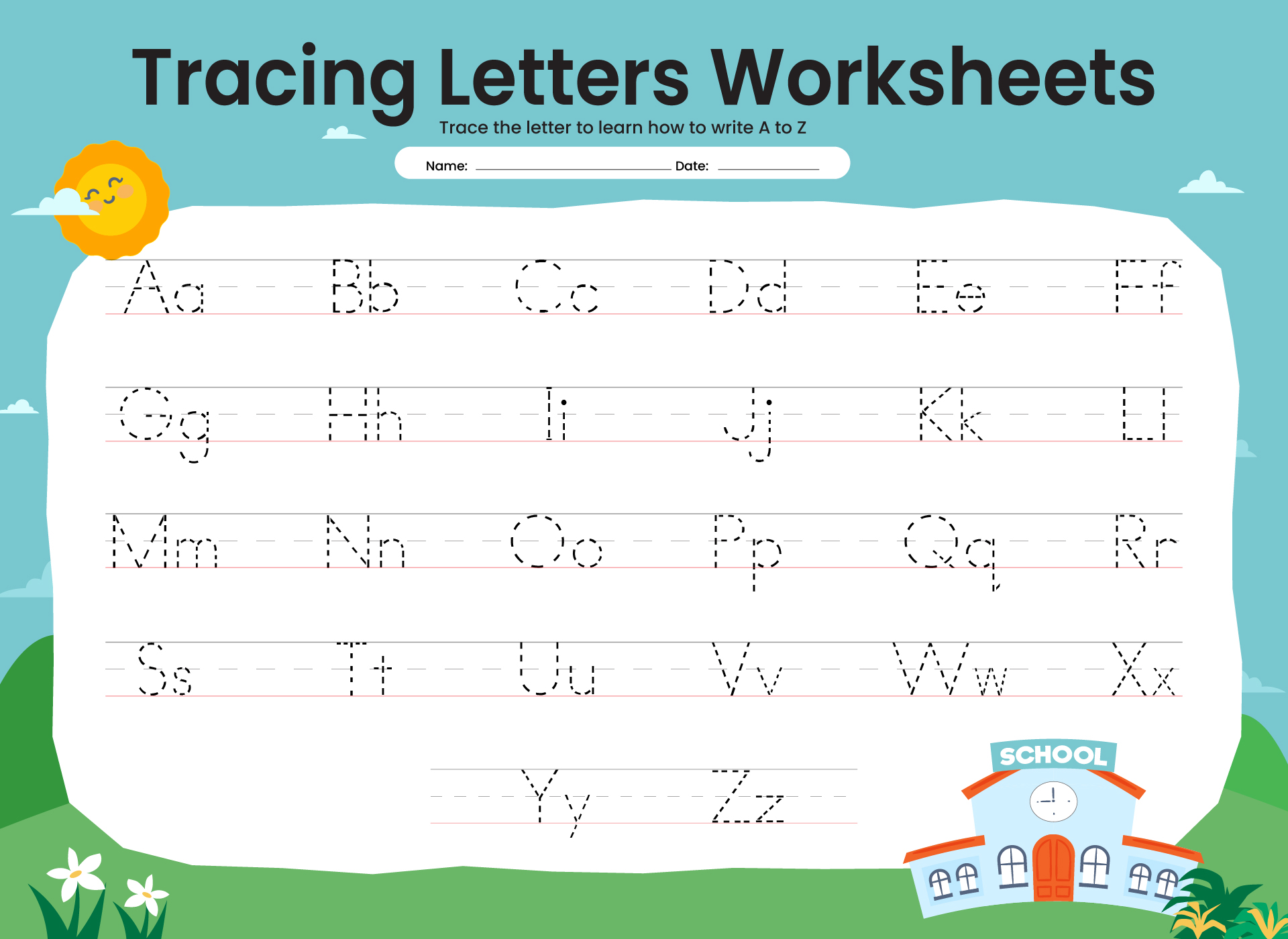 Alphabet Letter Tracing Printable Pencil Control ABC Writing