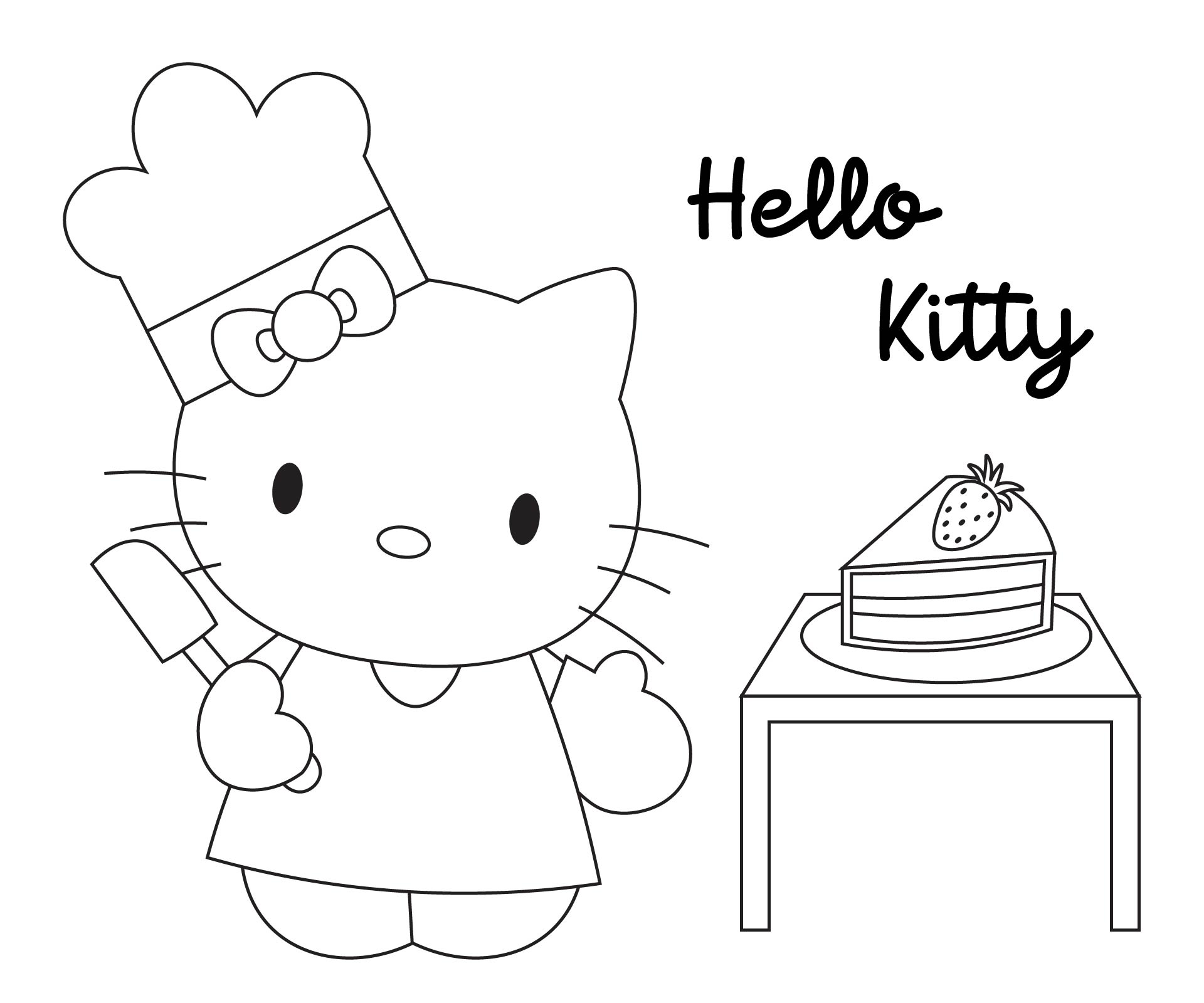 Black And White Hello Kitty Printable