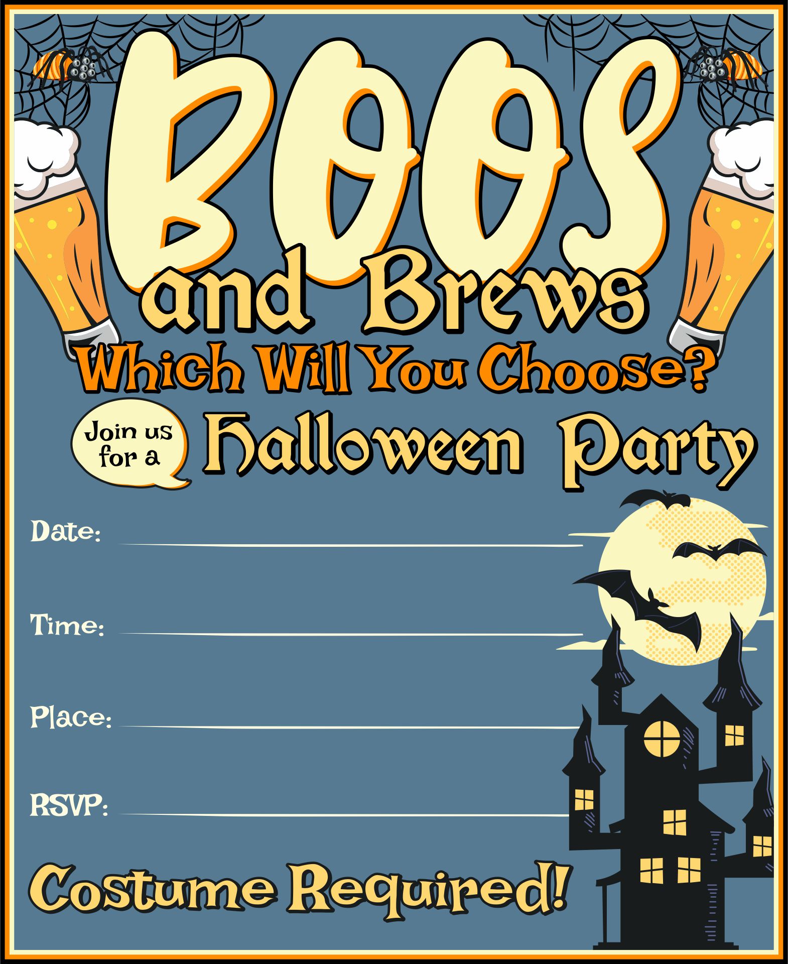 Boos And Brews Halloween Party Invitation Printable