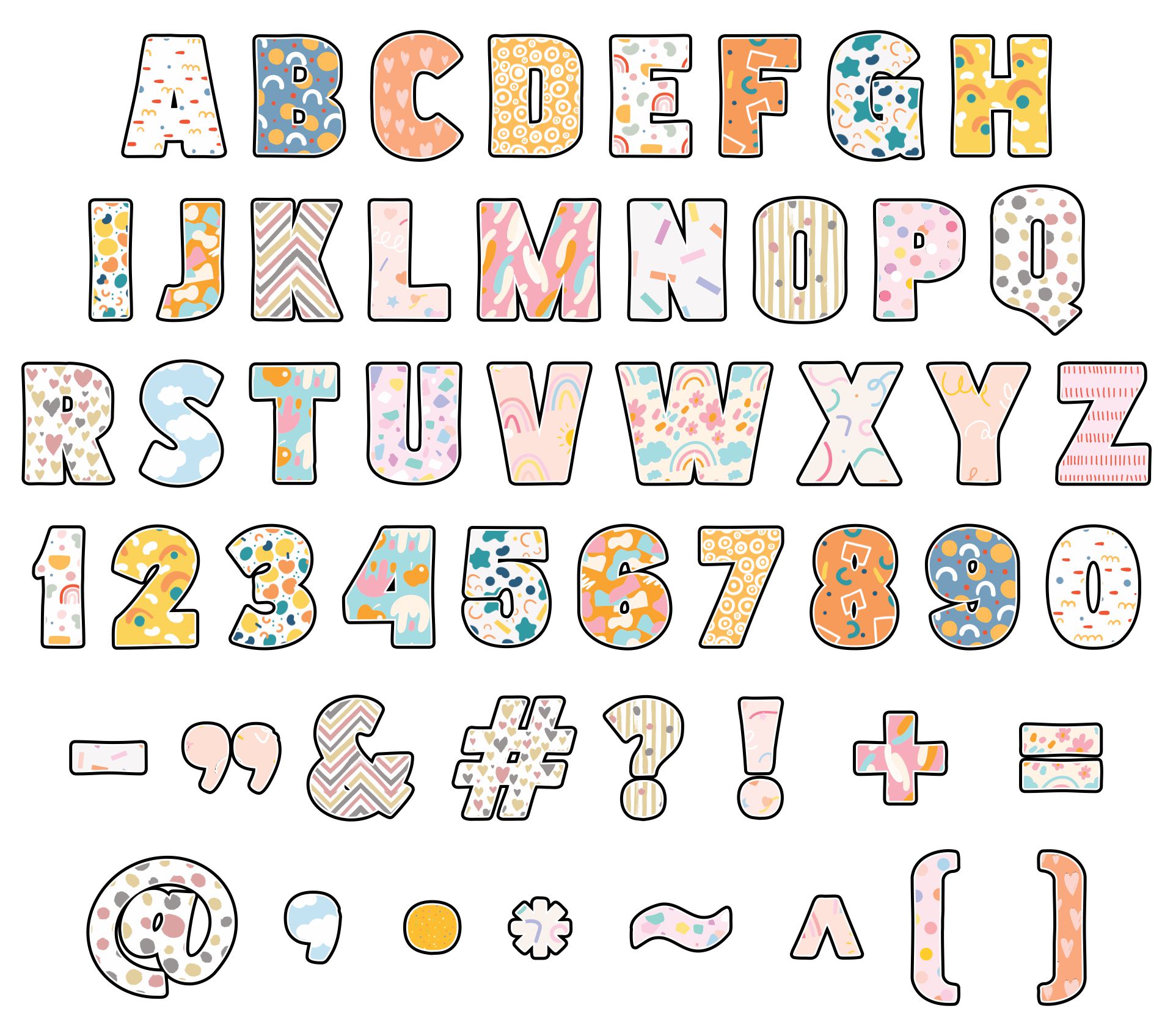 Bulletin Board Alphabet Letters, Numbers And Symbols Printable