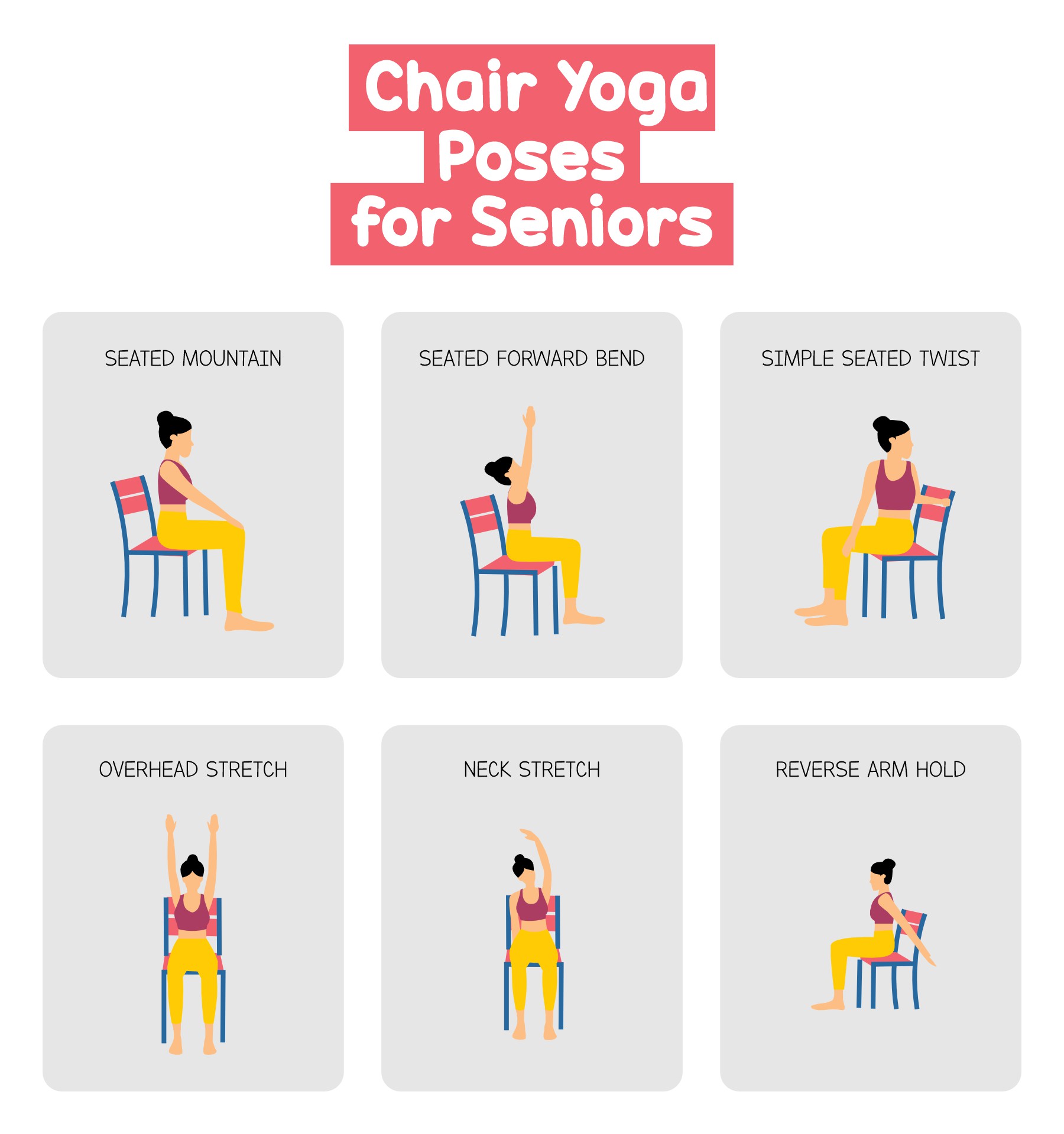 Chair Yoga Poses Workouts Printable For Seniors
