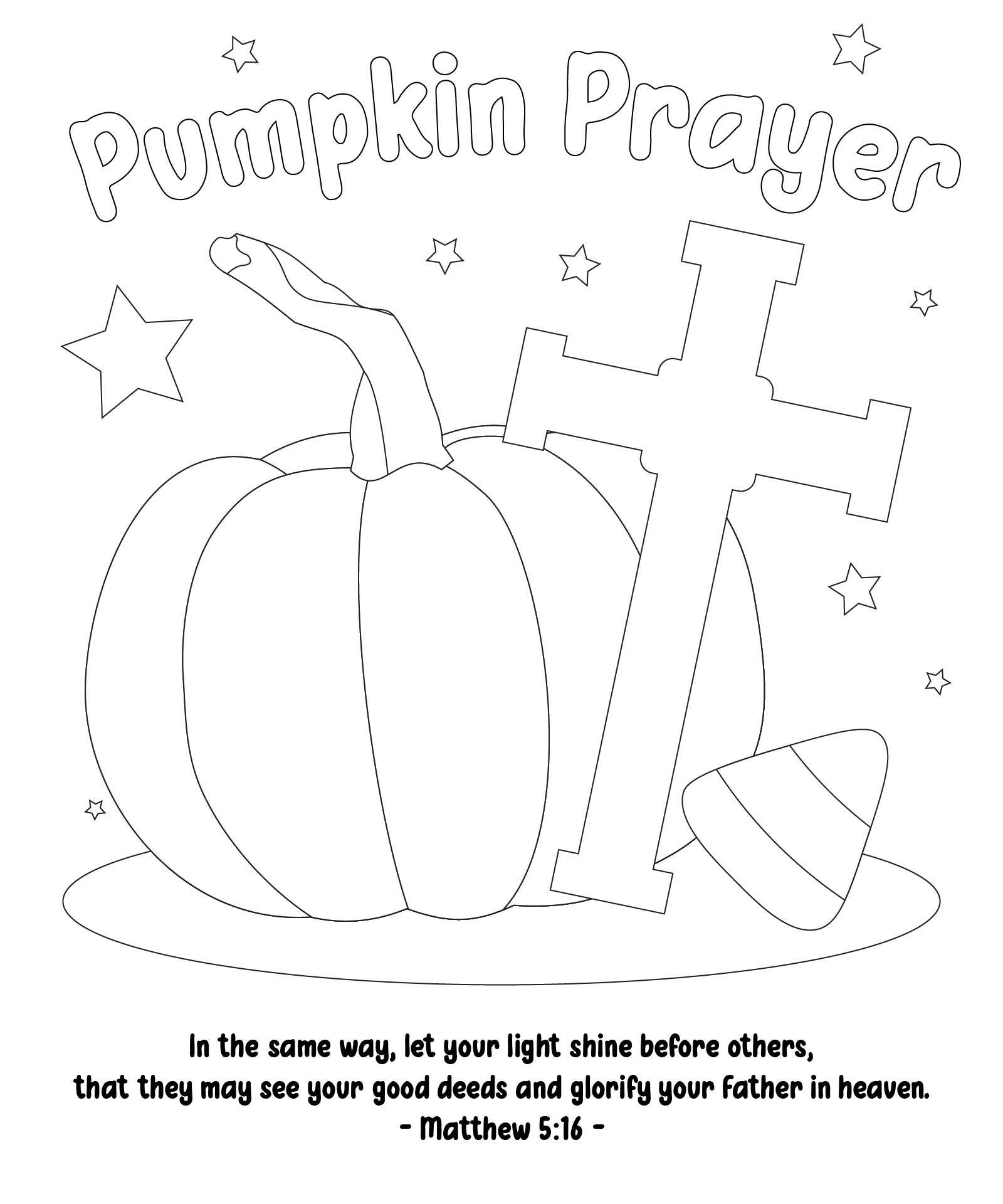 Christian Pumpkin Prayer Coloring Page Halloween Printables