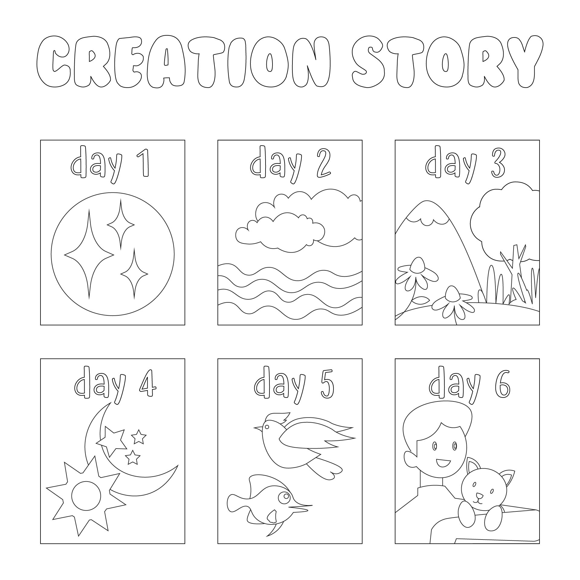 Creation Story Activity Coloring Pages Printable