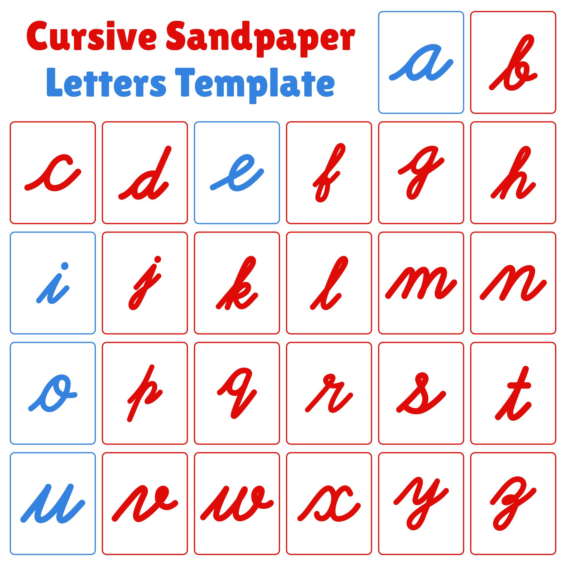 Cursive Sandpaper Letters Printable Template