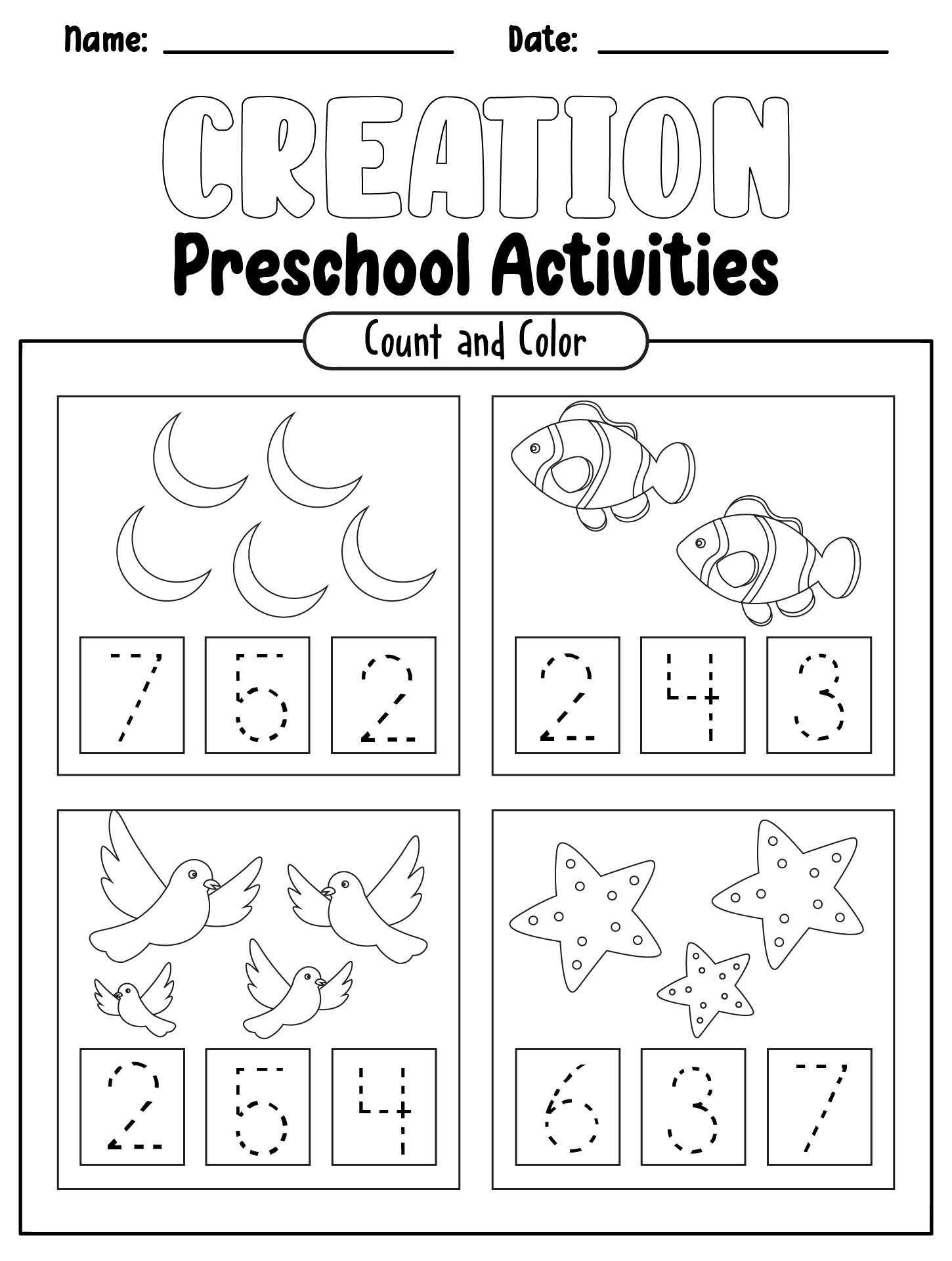 Days Of Creation Storytime Activities For Preschool Printable