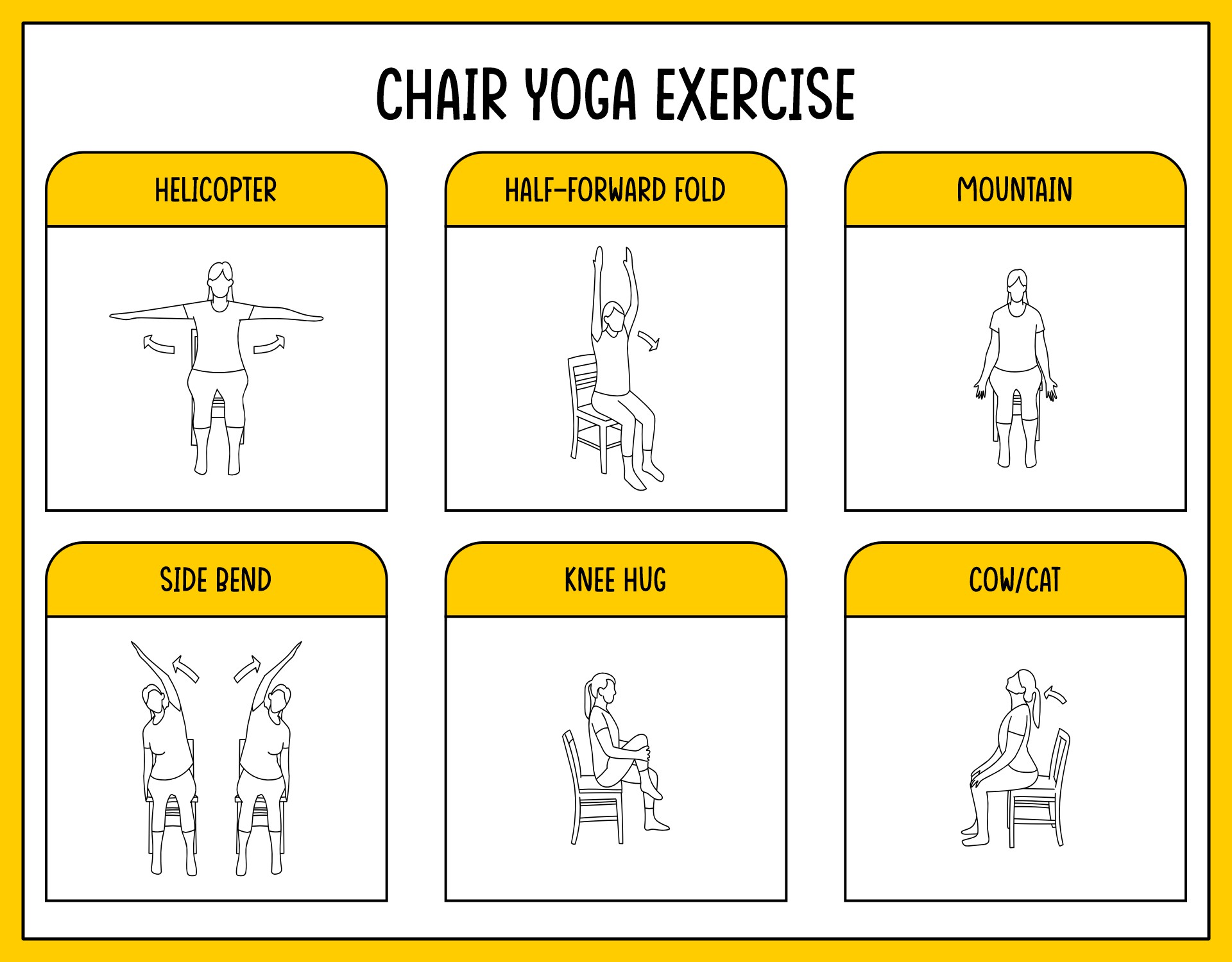 Easy Chair Yoga For Seniors Printable