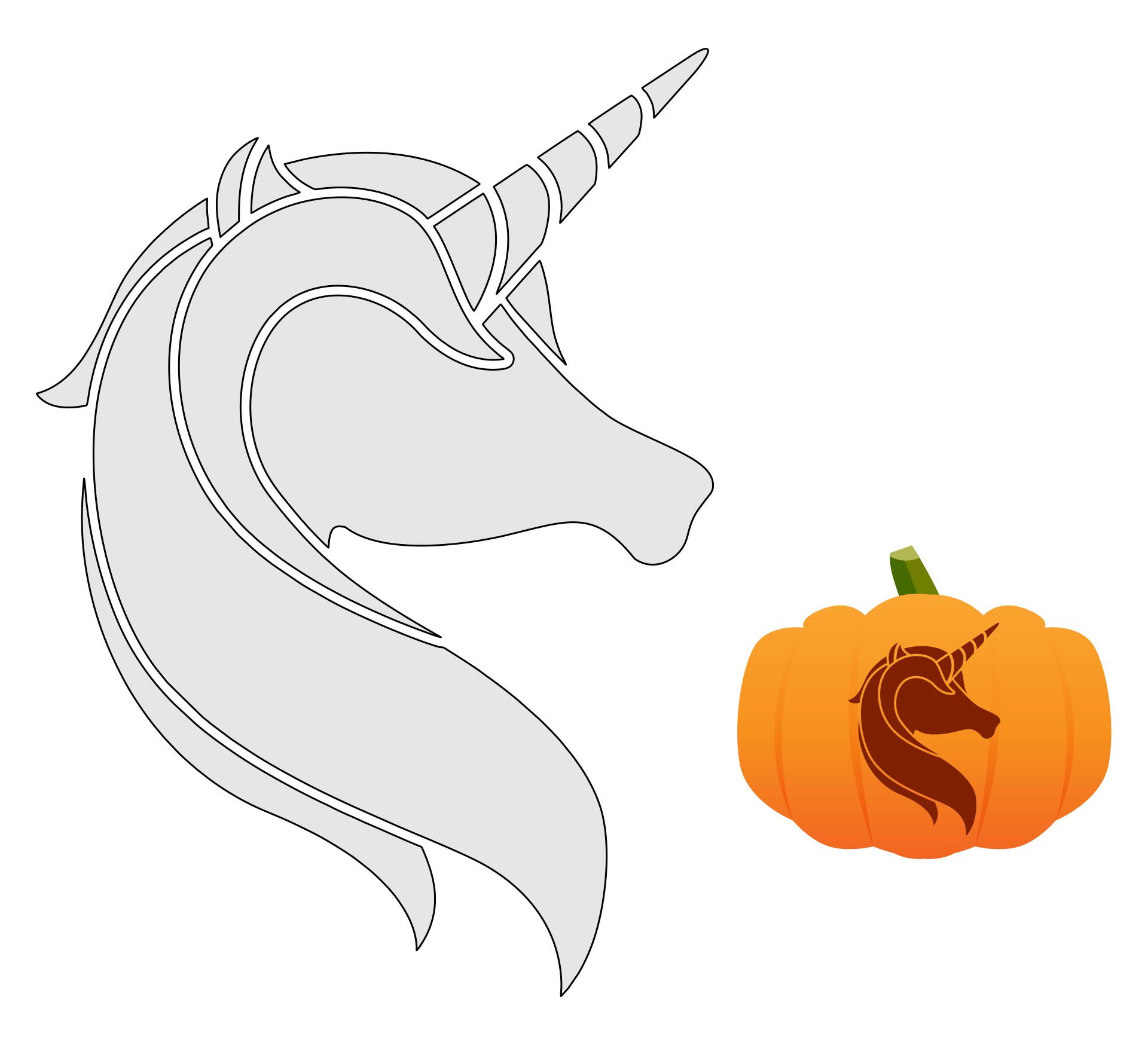 Fairytale Printable Pumpkin Carving Stencil Unicorn