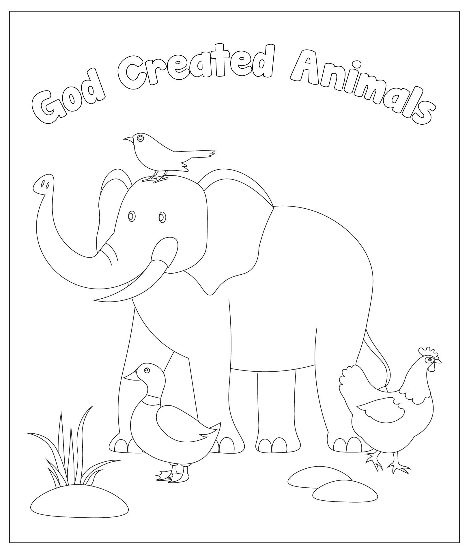 God Made The Animals Coloring Page Printable