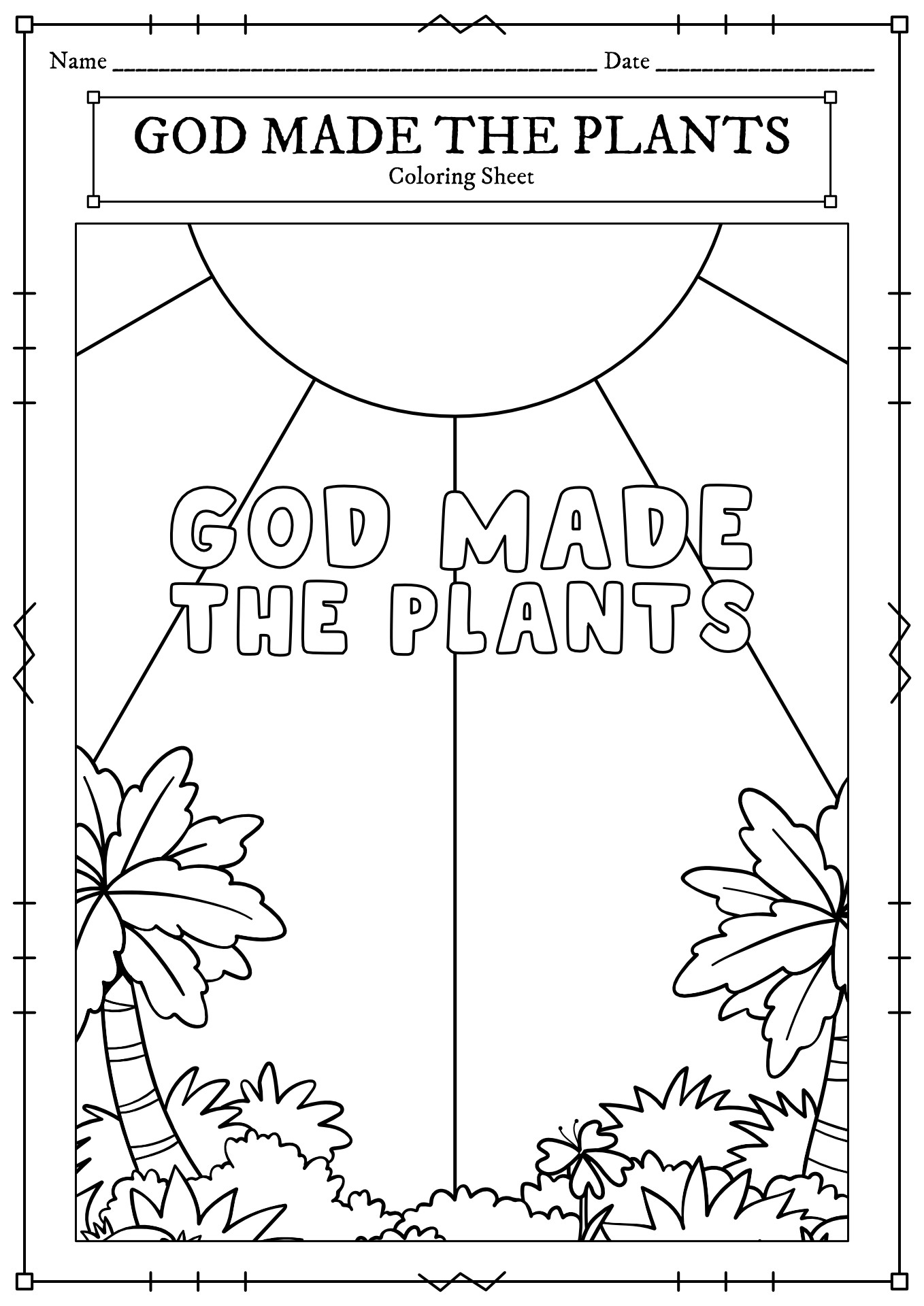God Made The Plants Coloring Page Printable