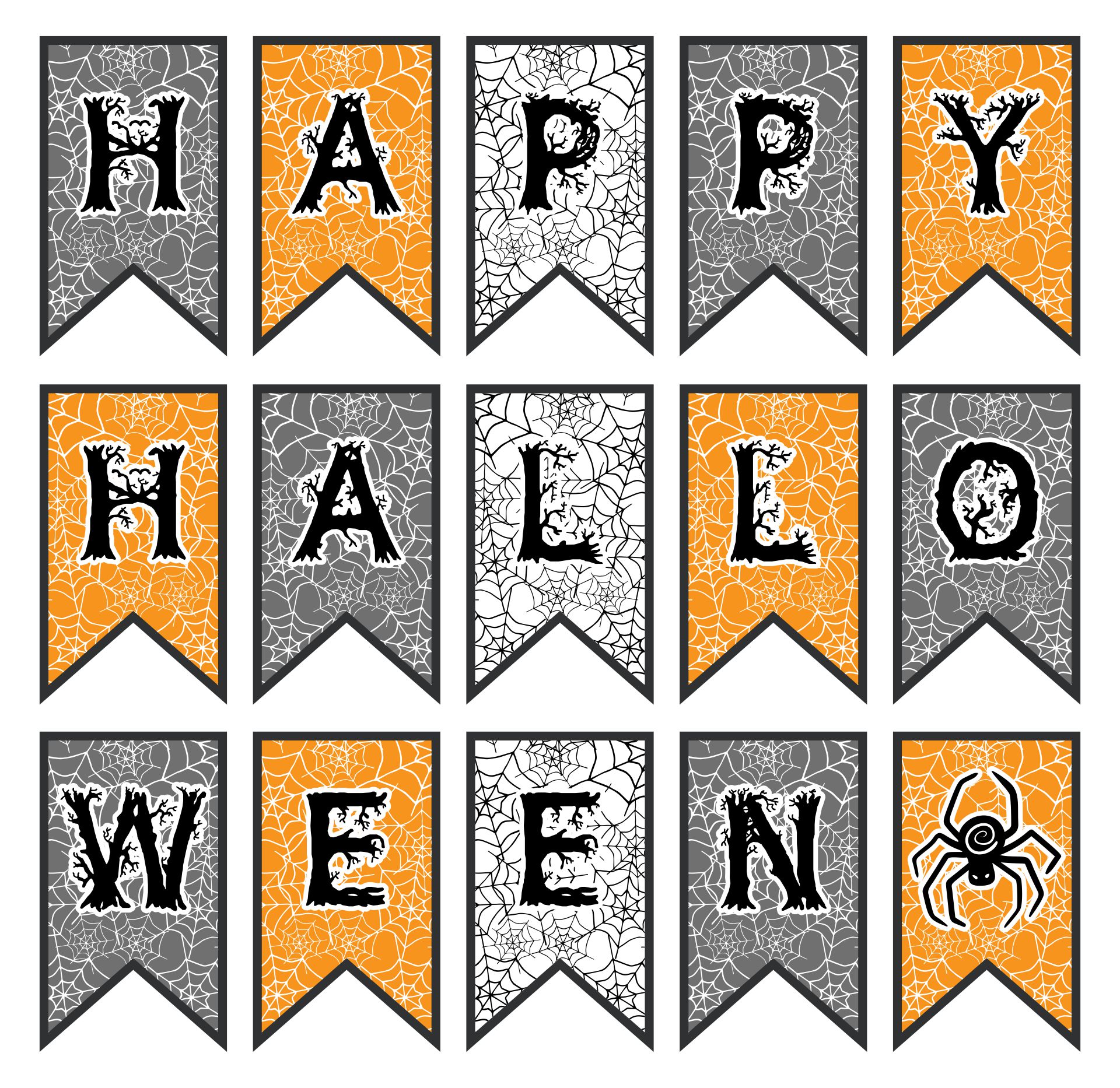 Halloween Banner Printable Party Decor Spider
