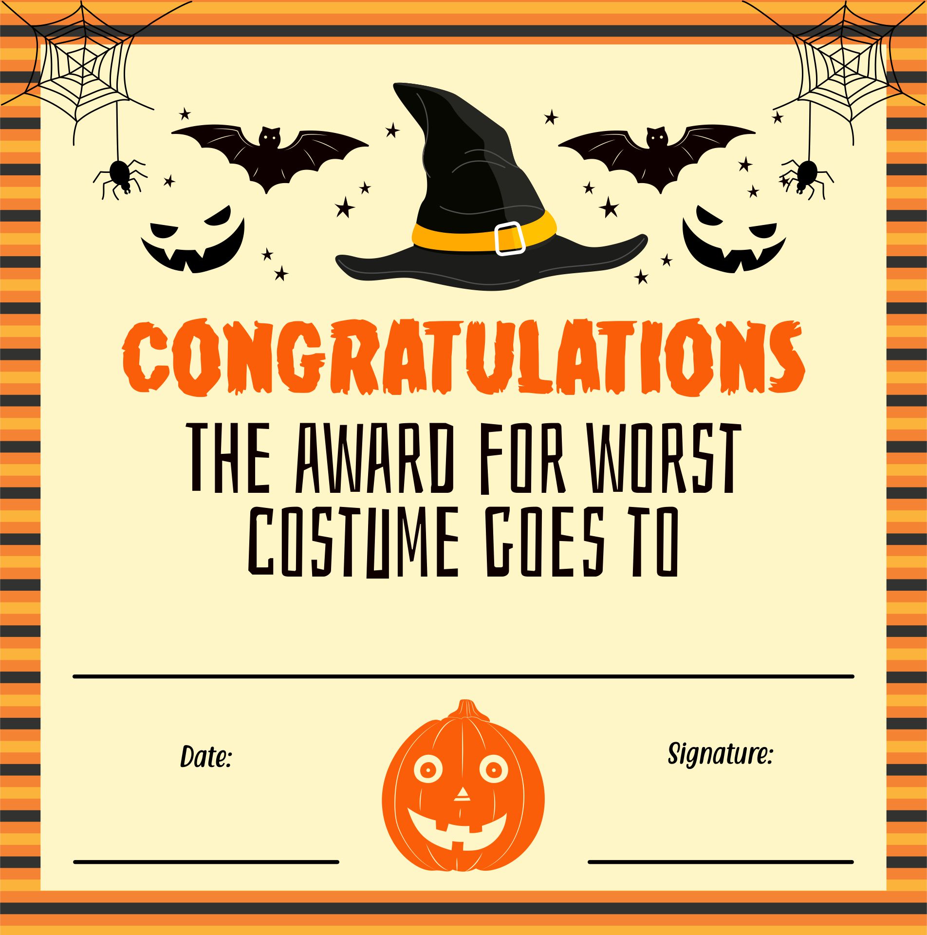 Halloween Contest Judging Forms Printable