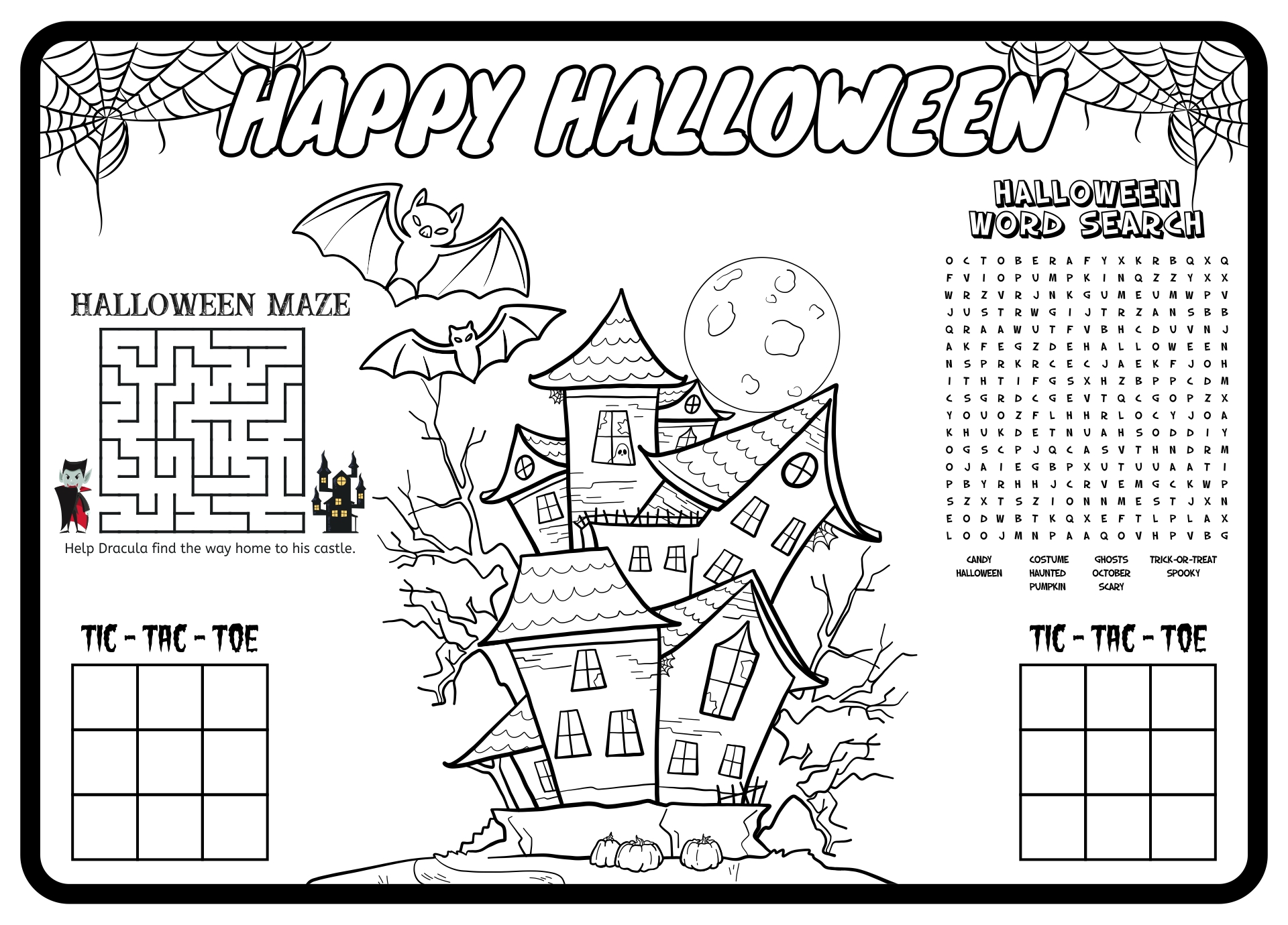 Halloween Party Printables Activity Placemats For Kids