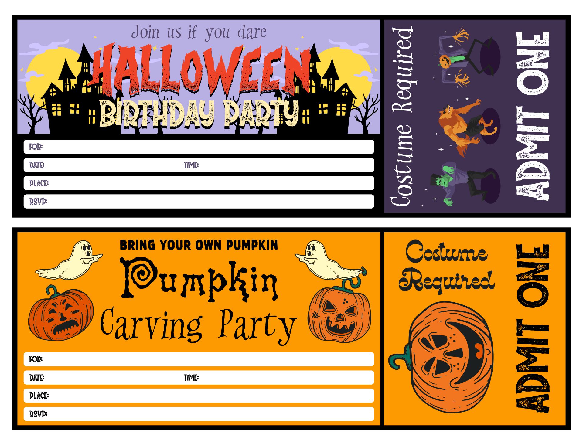 Halloween Party Ticket Invitation Printable