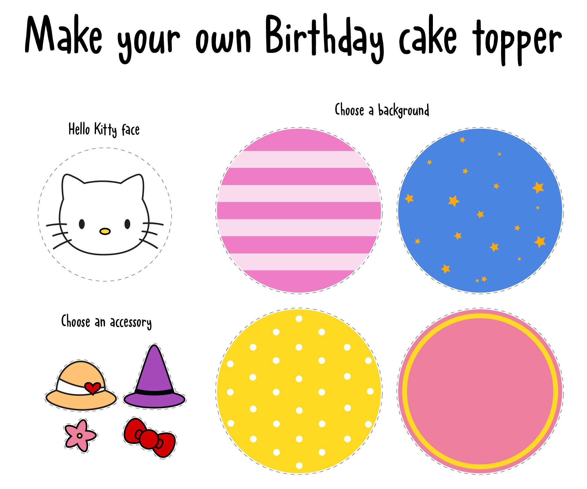 Hello Kitty Birthday Cake Topper Template Printable DIY