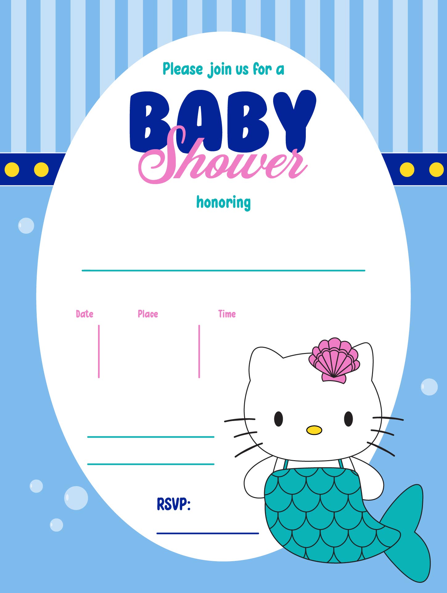 Hello Kitty Themed Baby Shower Invitations Printable