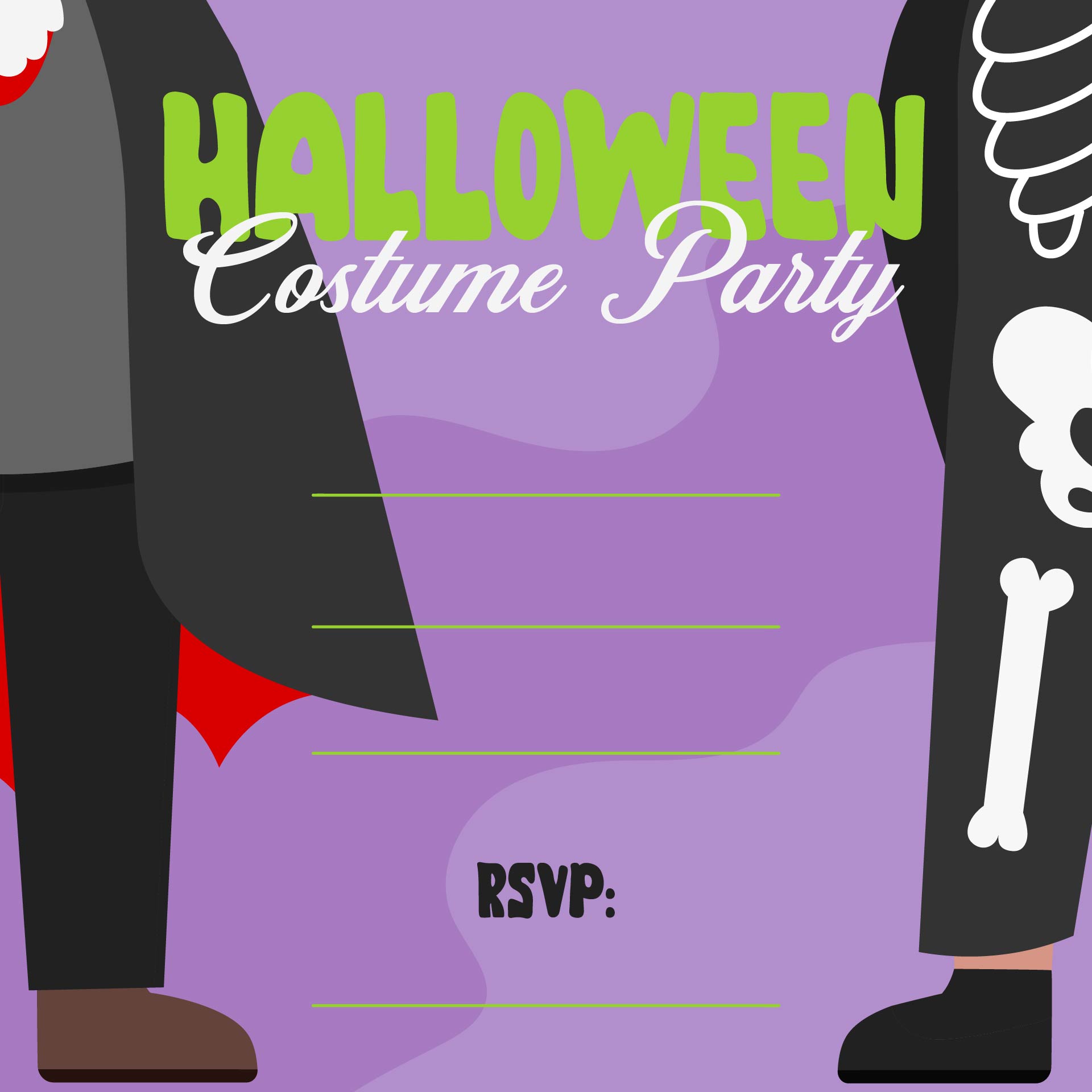 Kids Costume Halloween Party Invitation Printable
