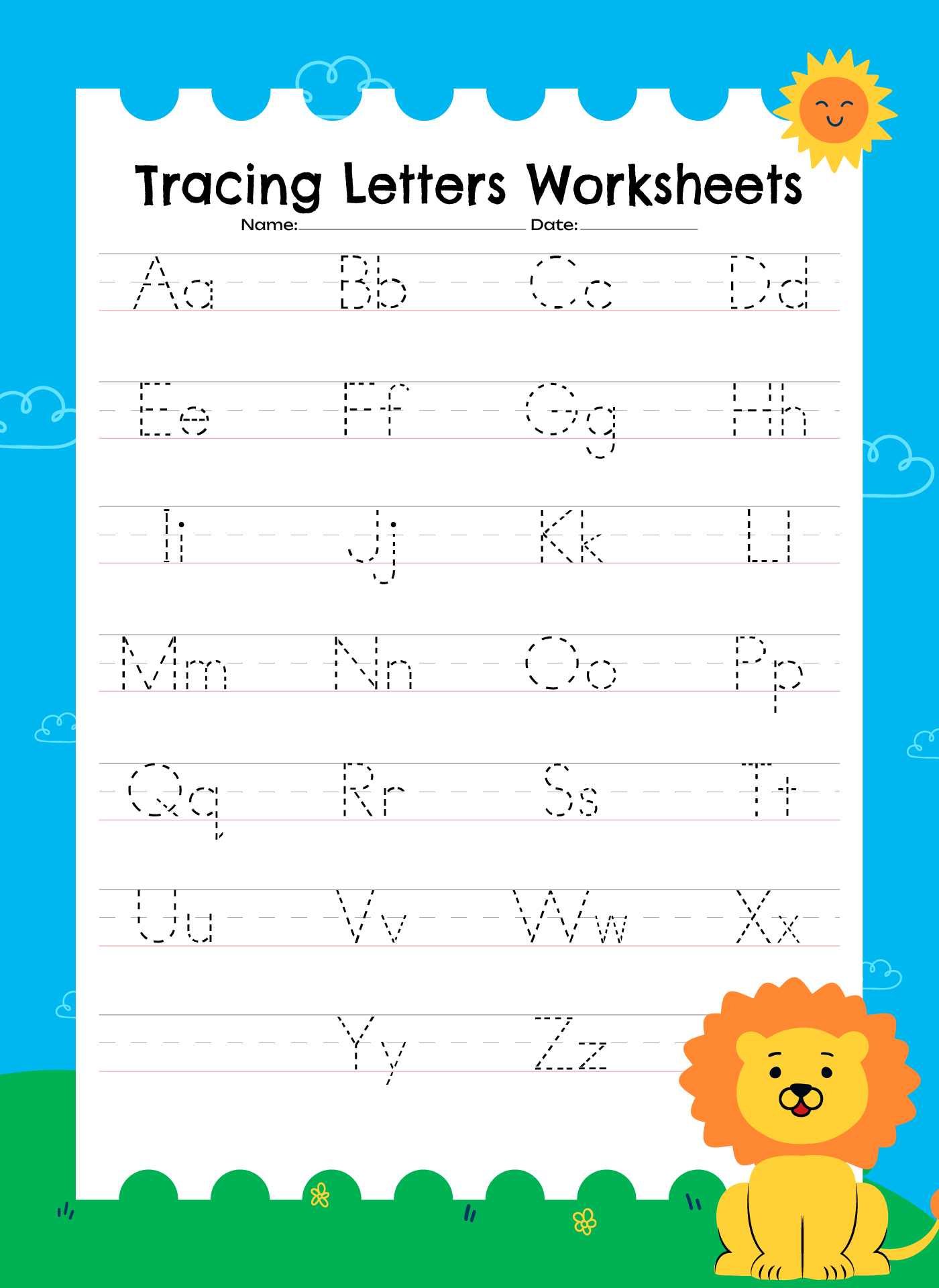 Kindergarten Tracing Letters Worksheets Printables