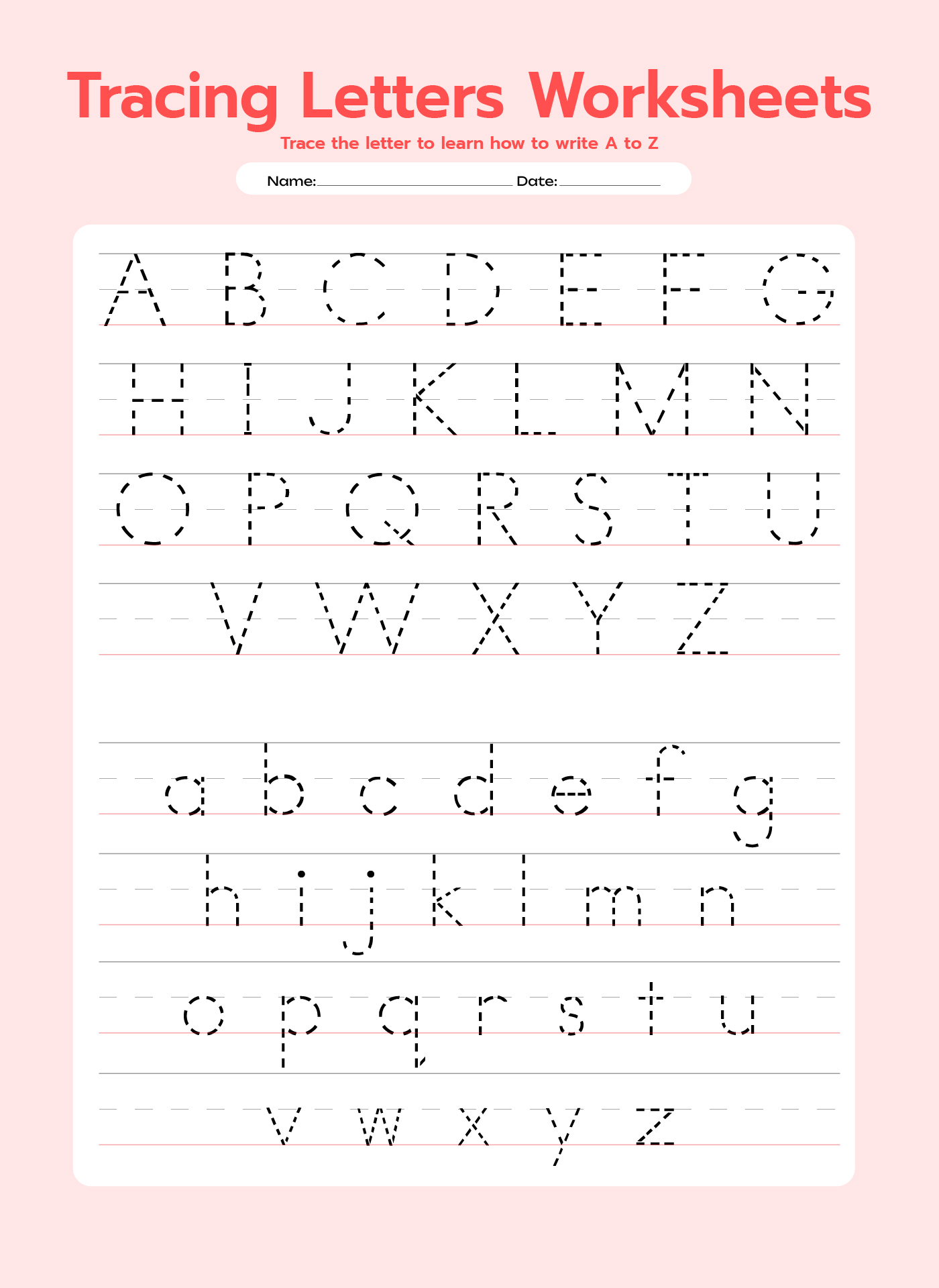 Letter Tracing Handwriting Abc Worksheets Printables