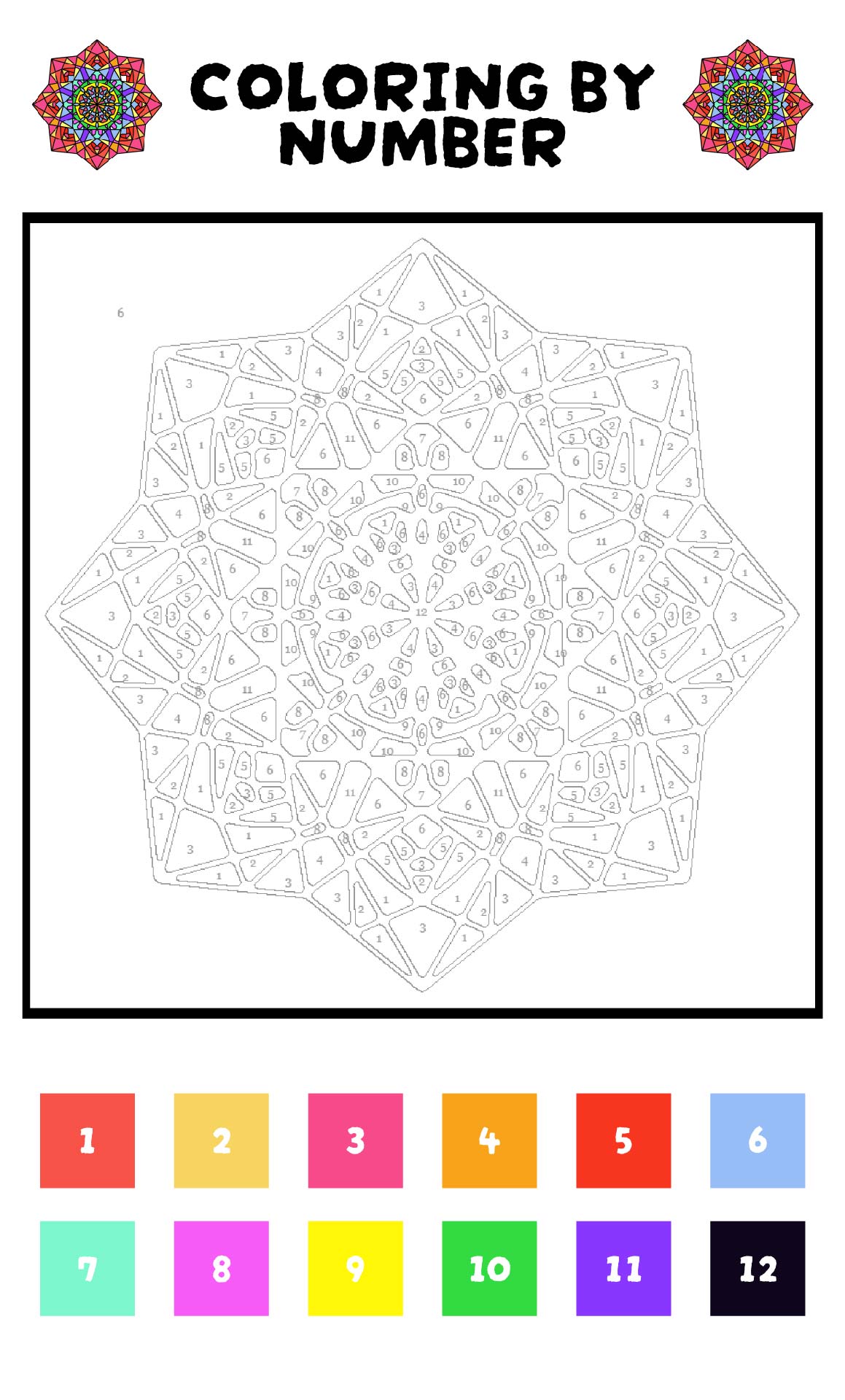 Mandala Color By Number For Adults Printable