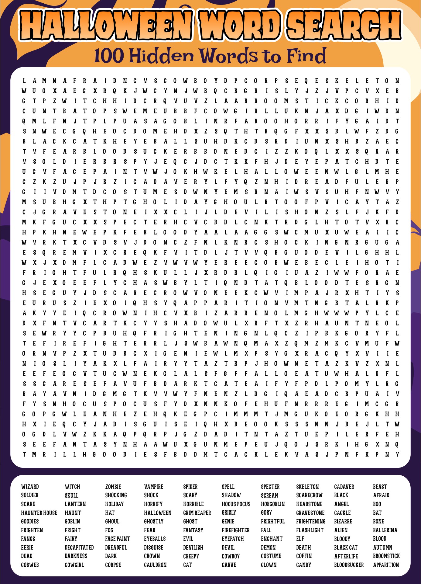 Printable 100 Word Word Search Puzzles