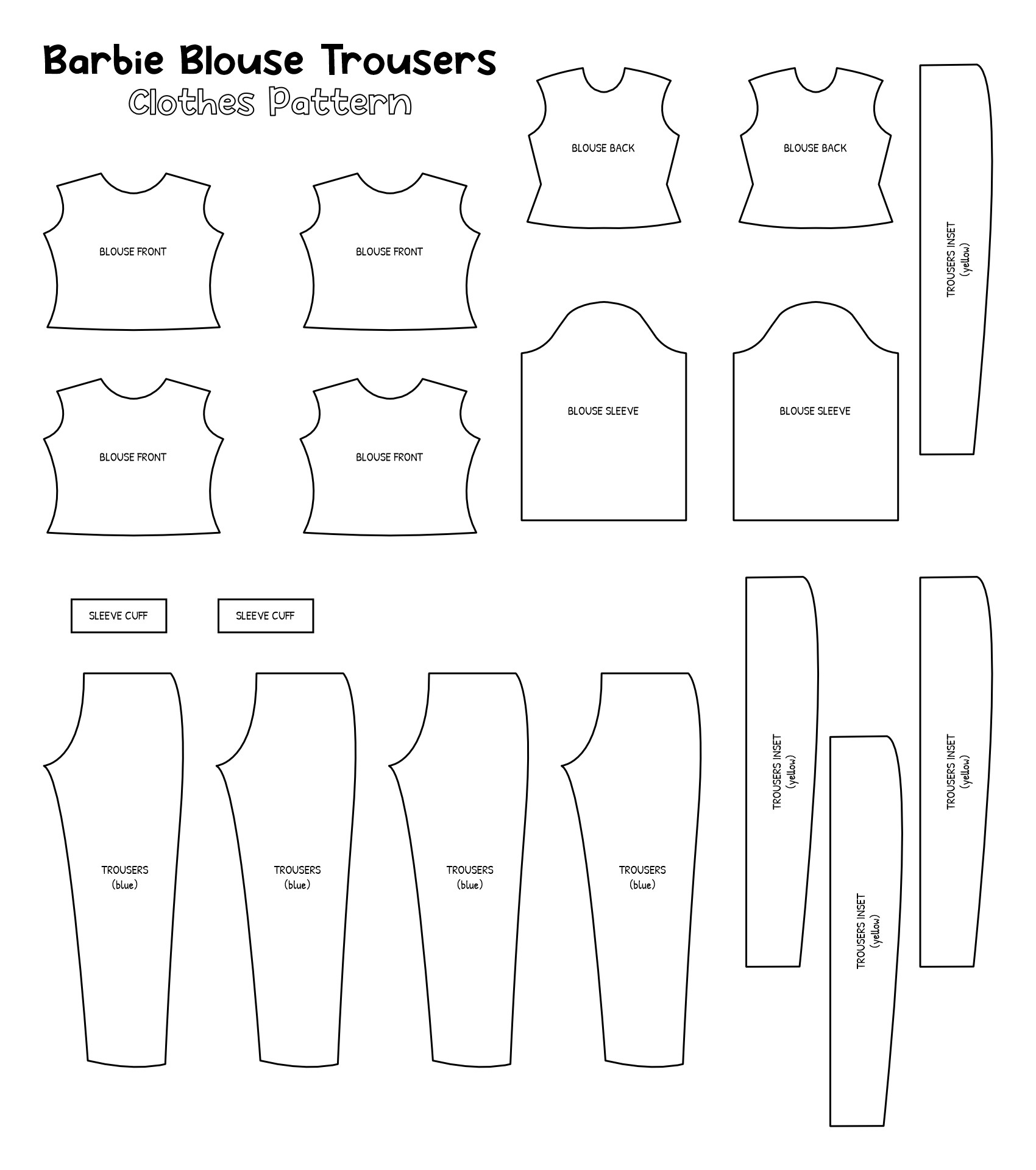 Printable Barbie Doll Clothes Patterns