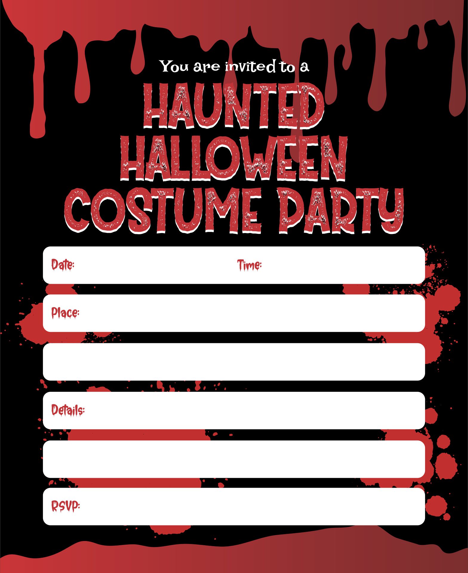 Printable Bloody Halloween Invitations Template