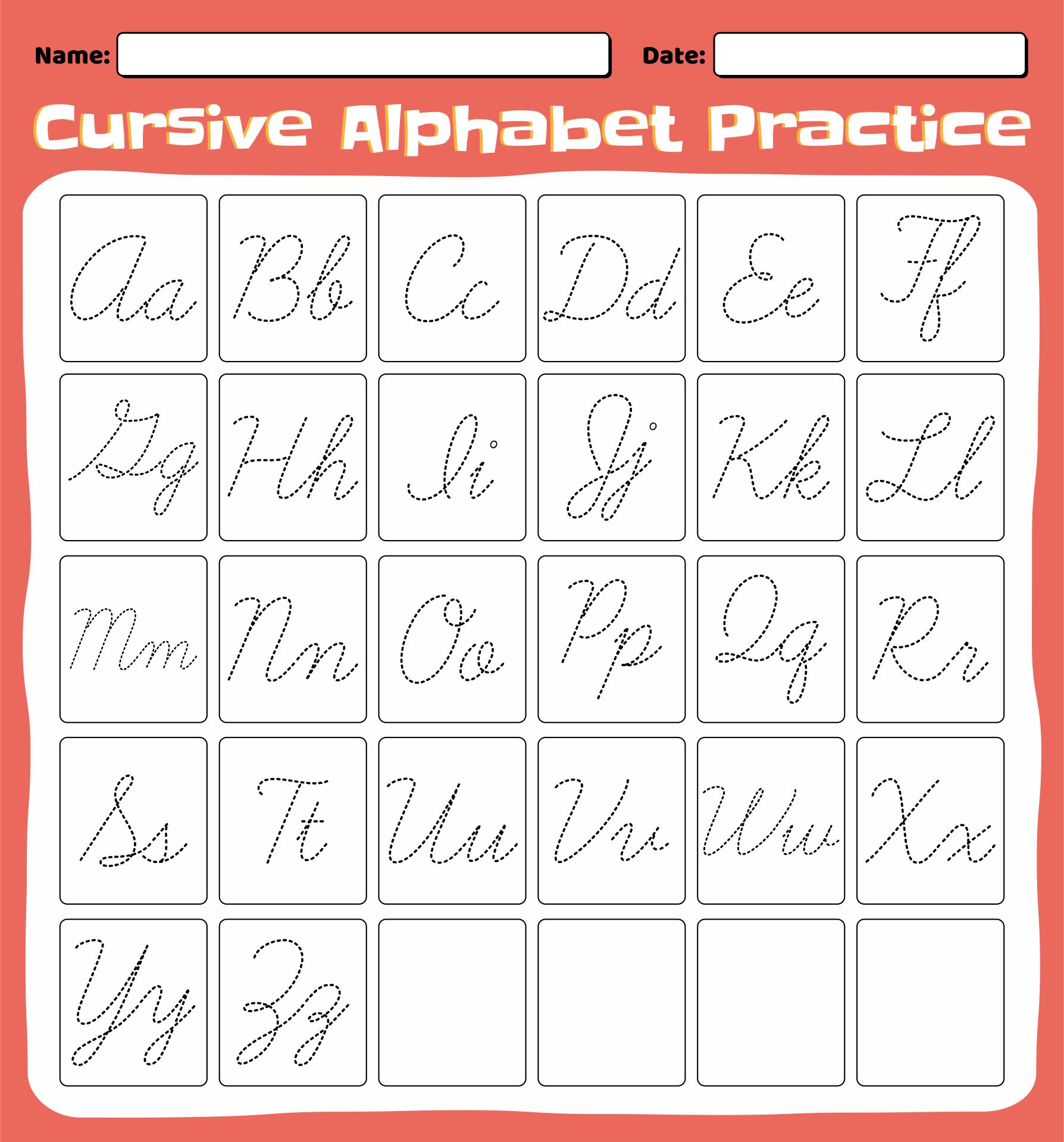 Printable Cursive Alphabet Worksheets Handwriting Practice