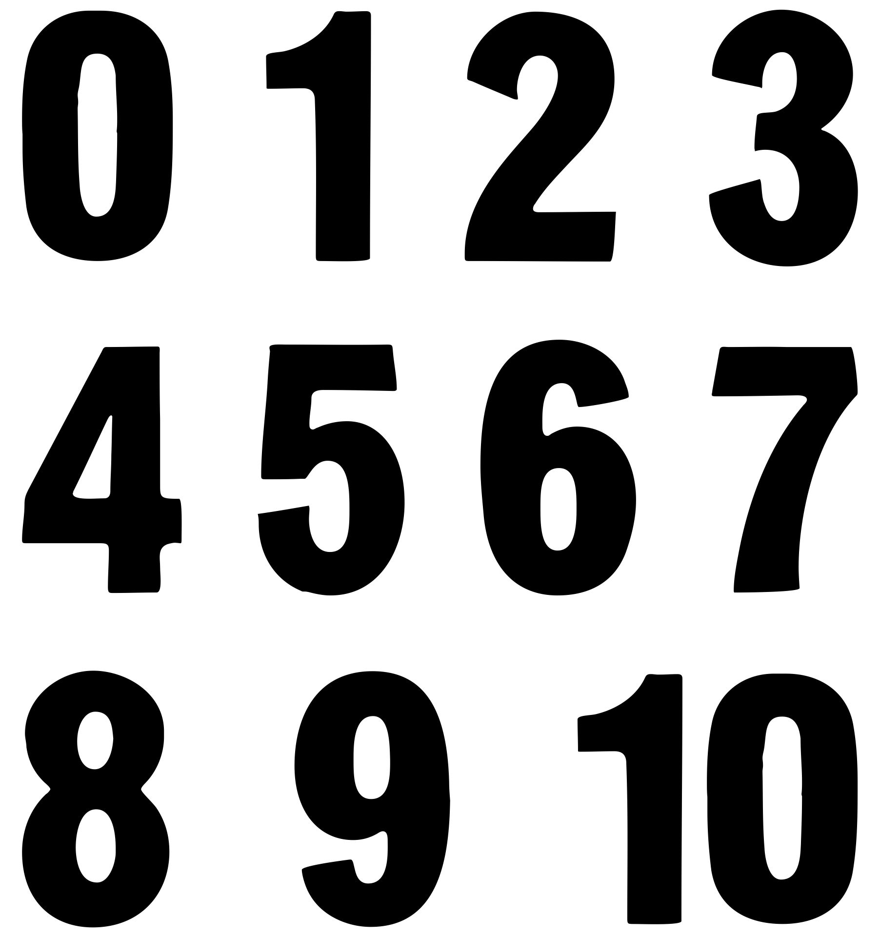 Printable Cut Out Letters - A4 Sized Numbers In Solid Black