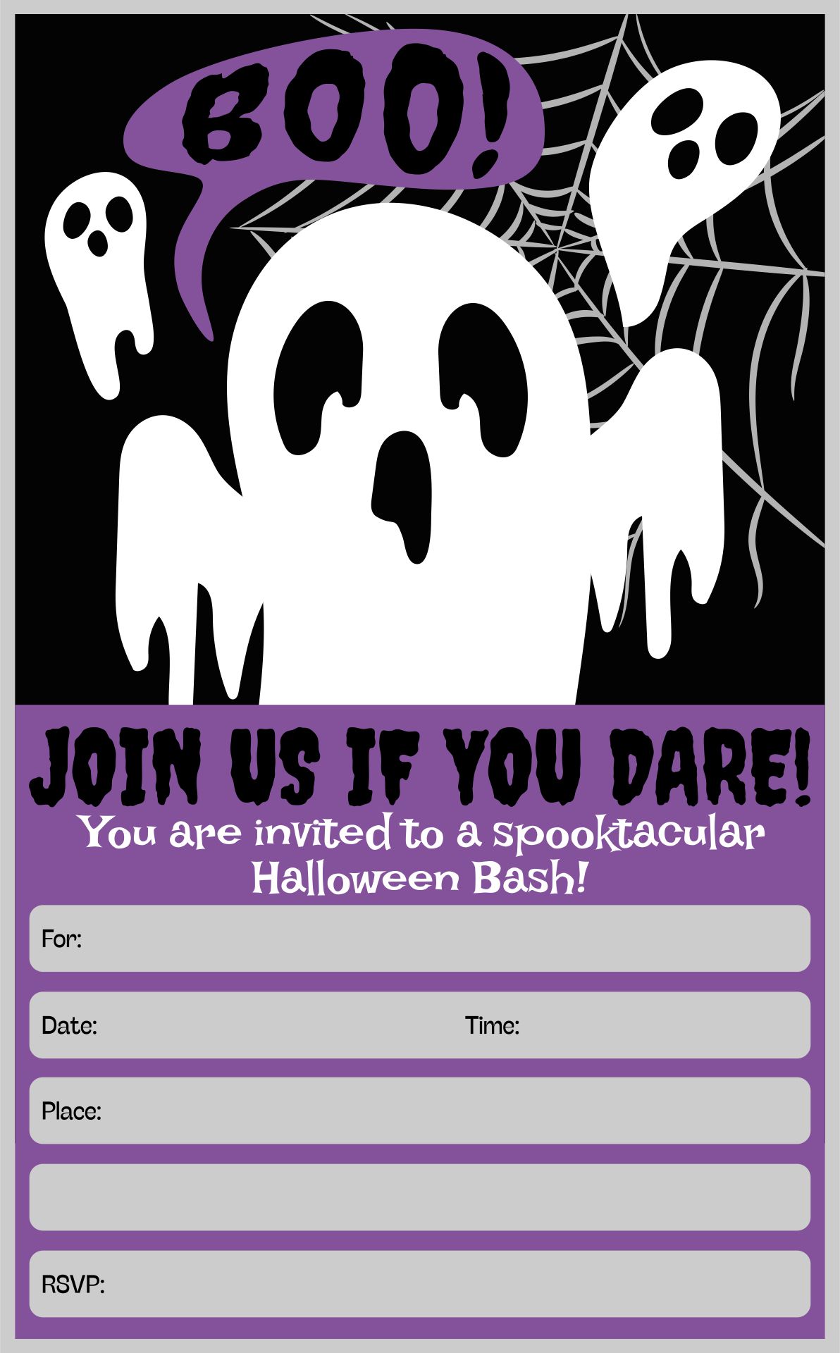 Printable Dark Halloween Birthday Invitation Template