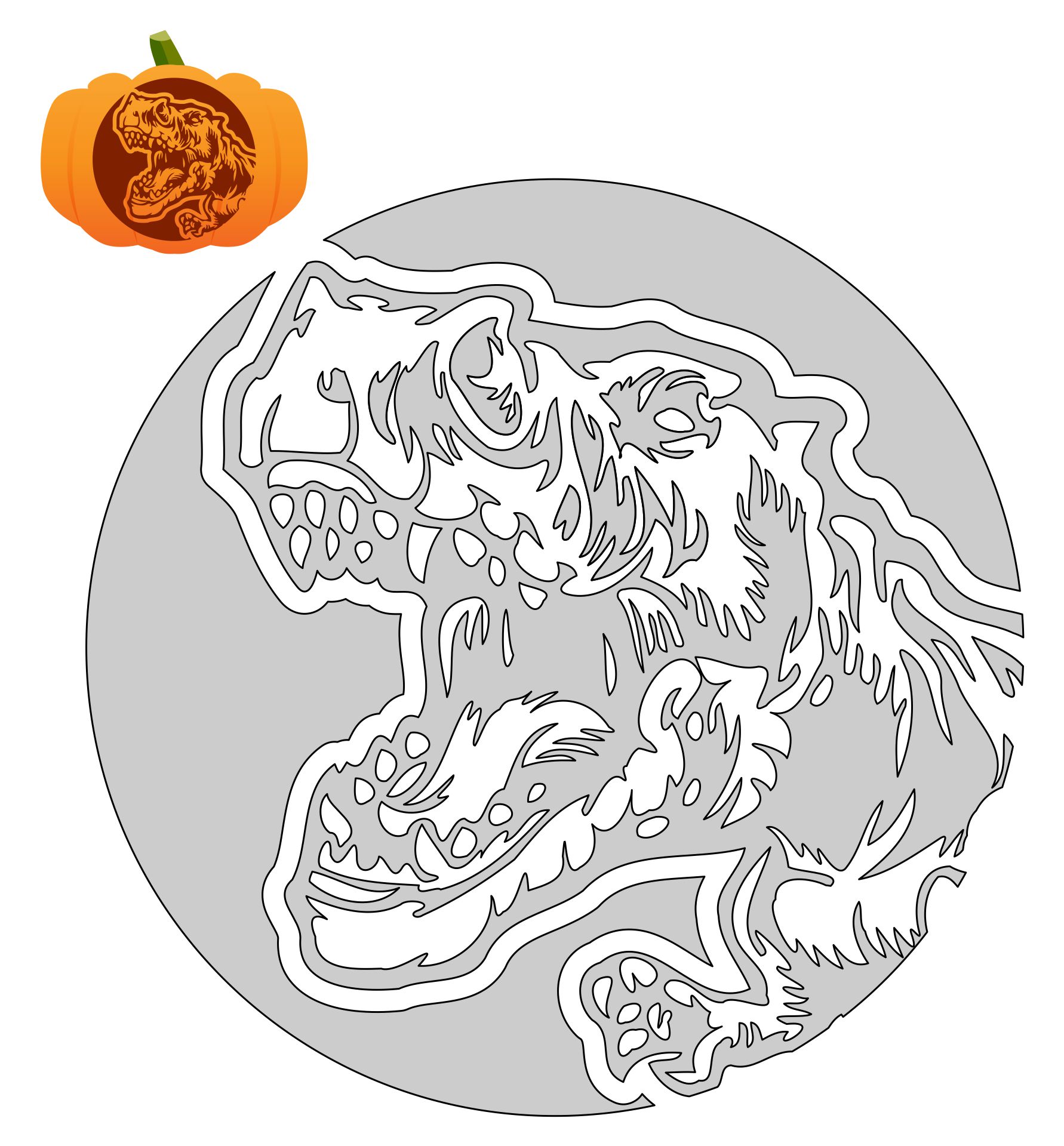 Printable Dinosaur Pumpkin Carving Stencil