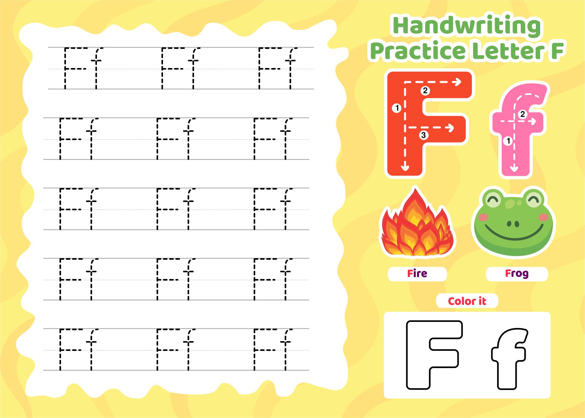 Printable F Letter Handwriting Practice Worksheet