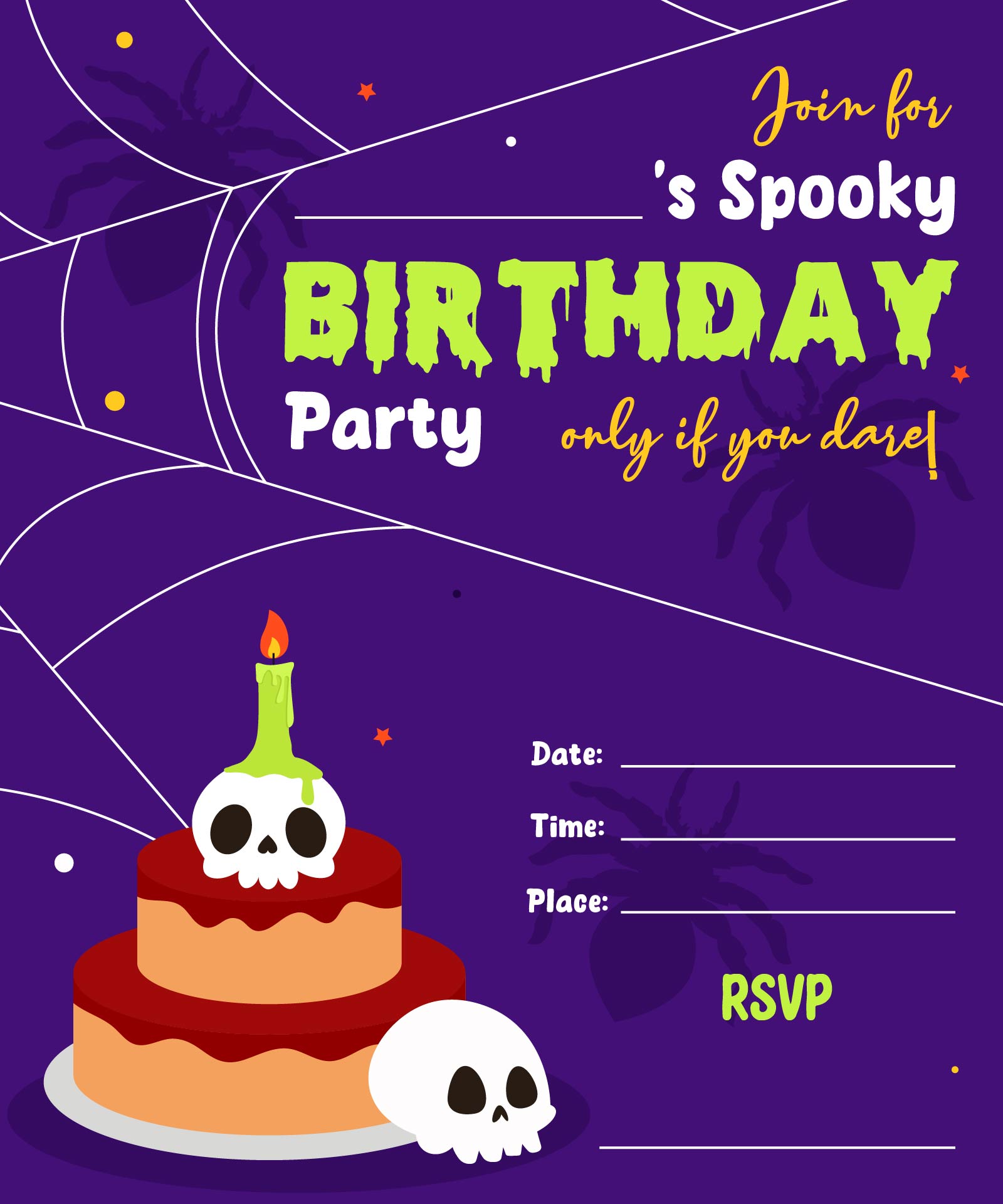 Printable Halloween Birthday Invitation Templates
