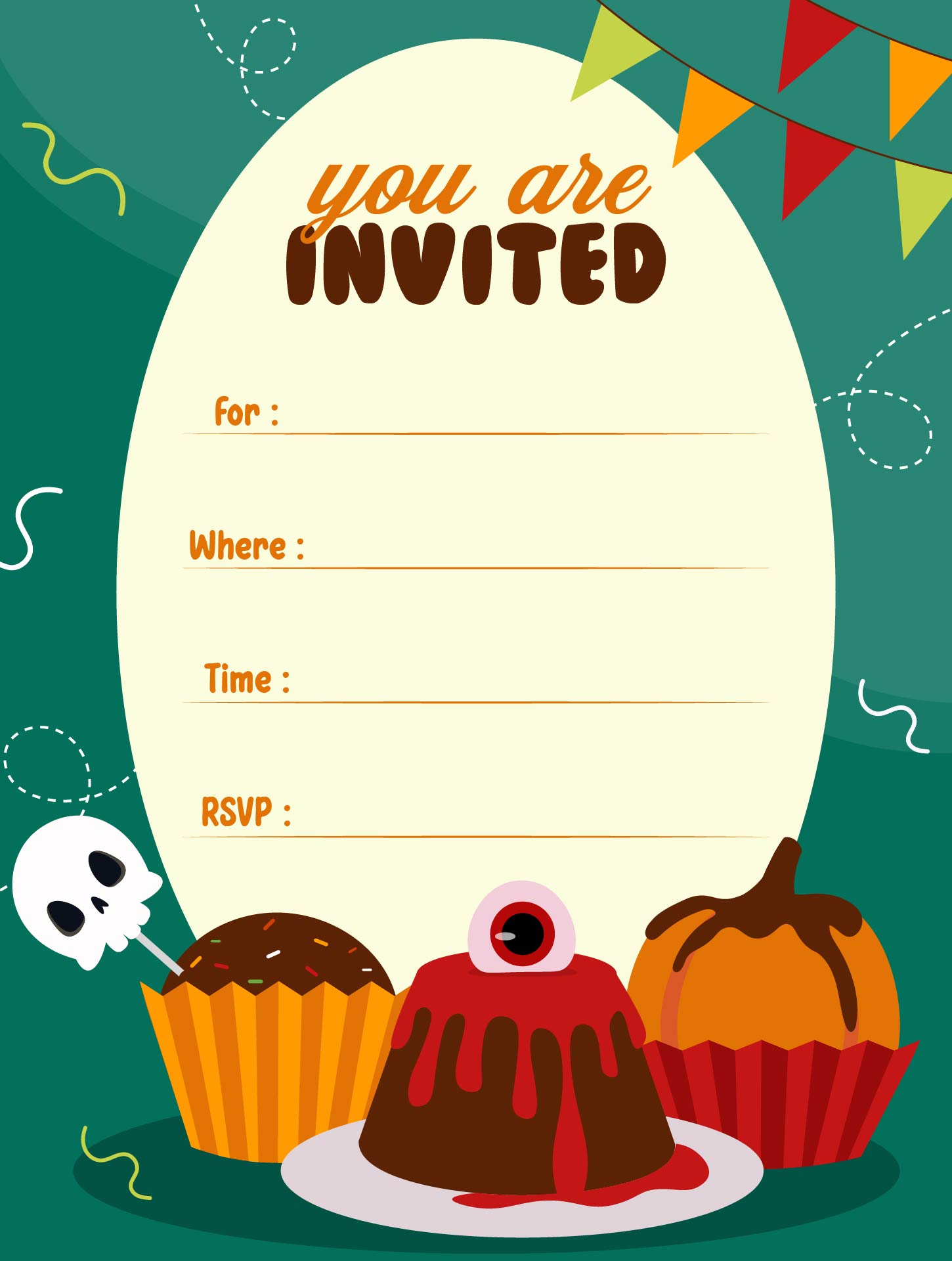 Printable Halloween Birthday Party Invitations With Envelopes