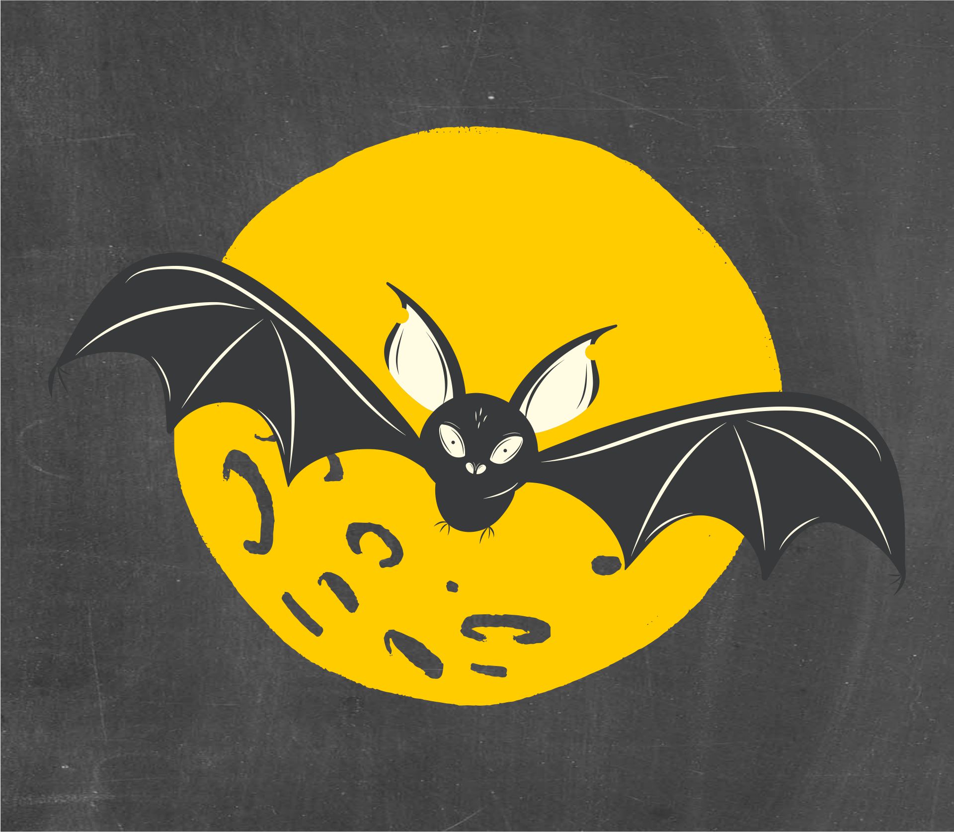 Printable Halloween Chalk Art Bat In The Night