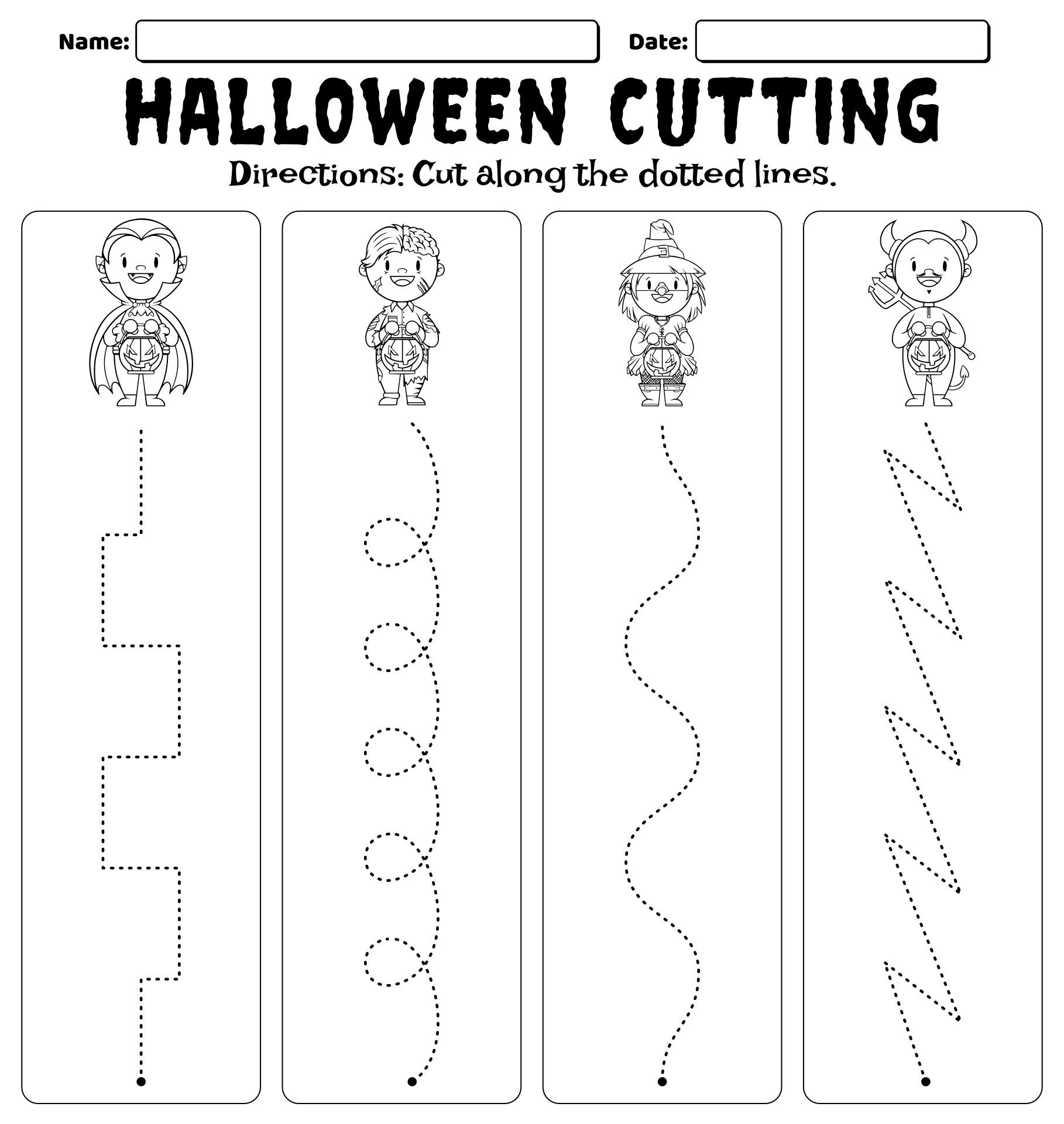 Printable Halloween Cutting Activities Preschool