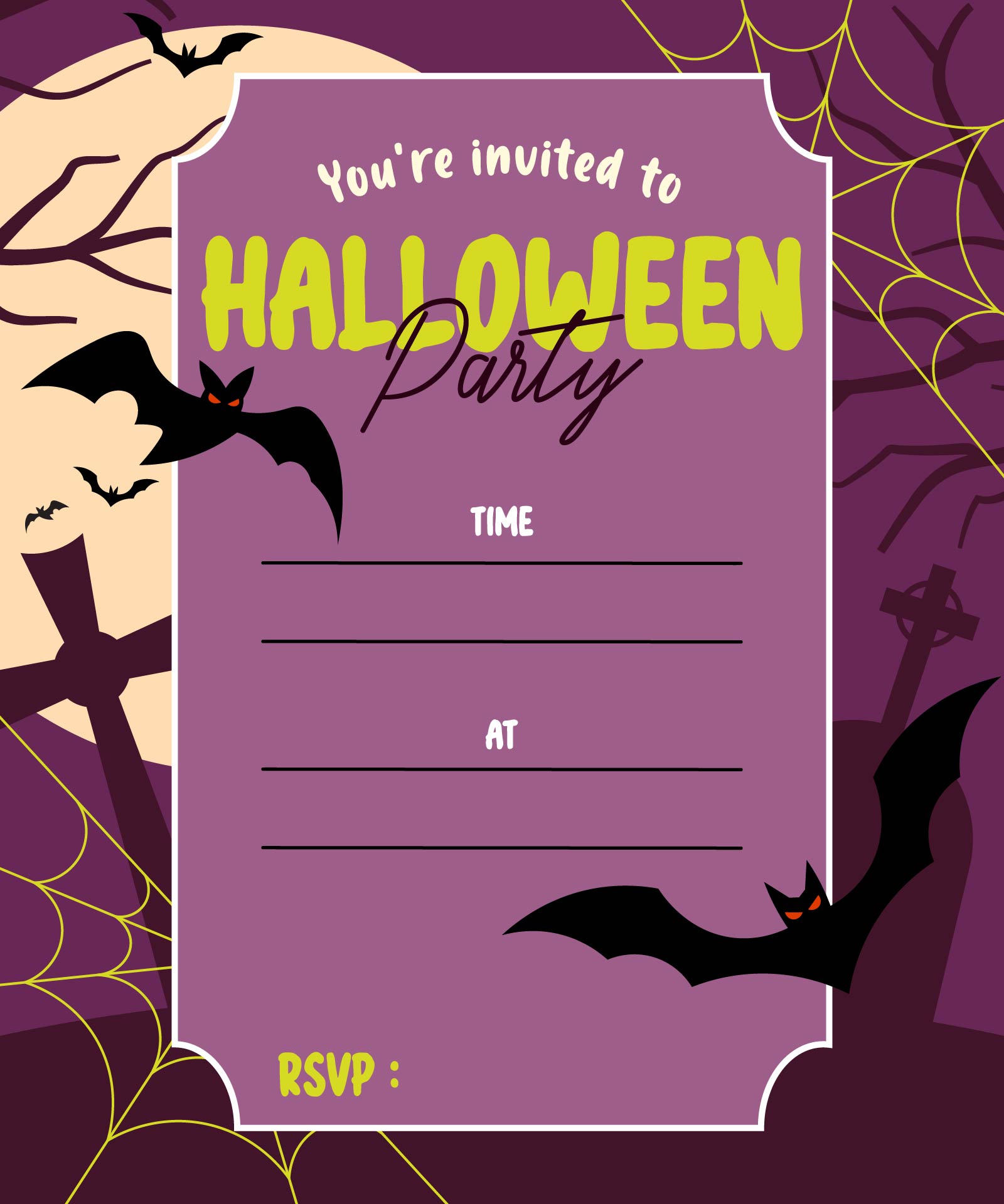 Printable Halloween Invitation With Bats