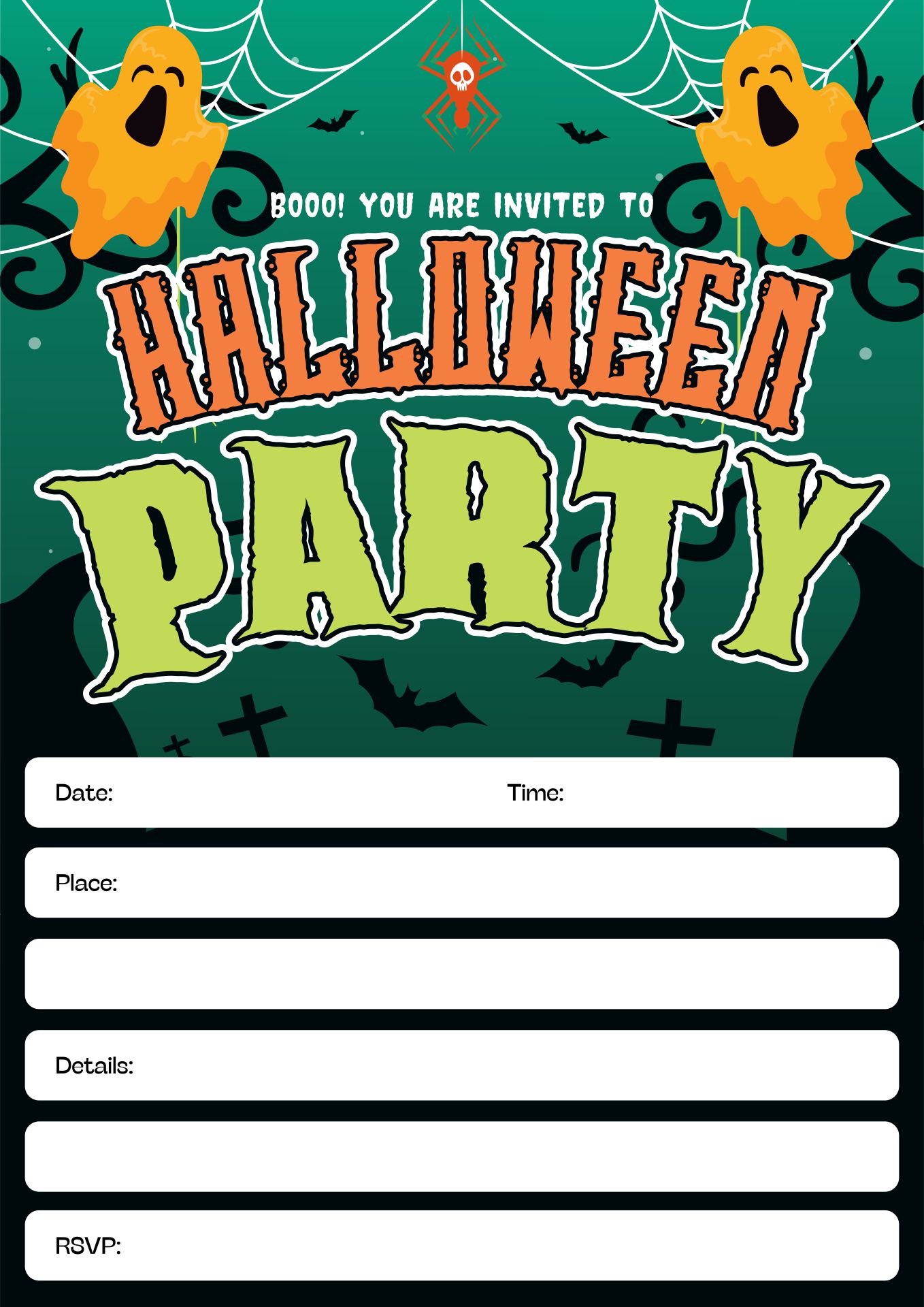 Printable Halloween Party Invitation Cards For Kids